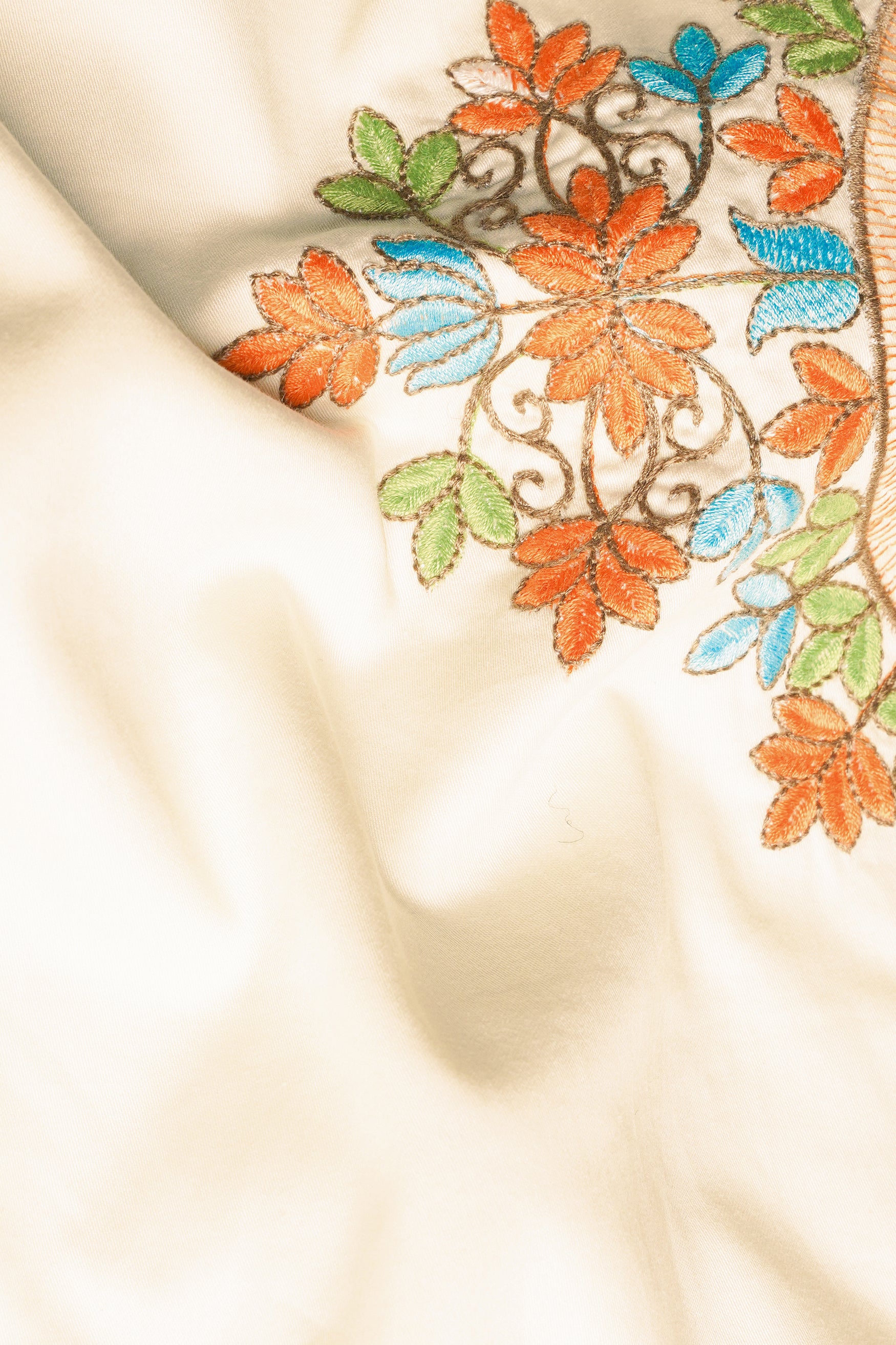 Fantasy Cream Floral Embroidered Subtle Sheen Super Soft Premium Cotton Designer Kurta Set