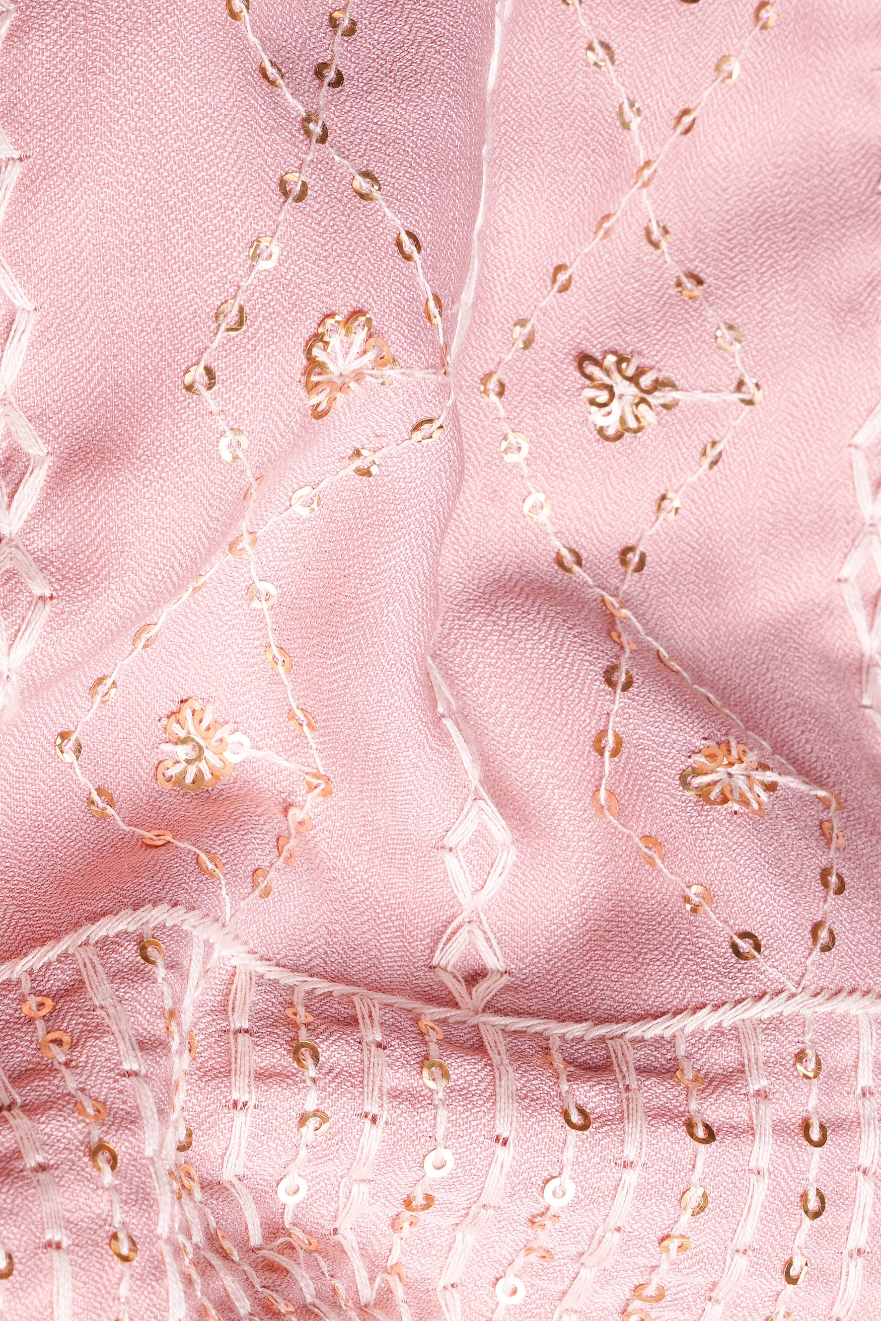 Oyster Pink Embroidered with Sequin Work Viscose Designer Kurta Set