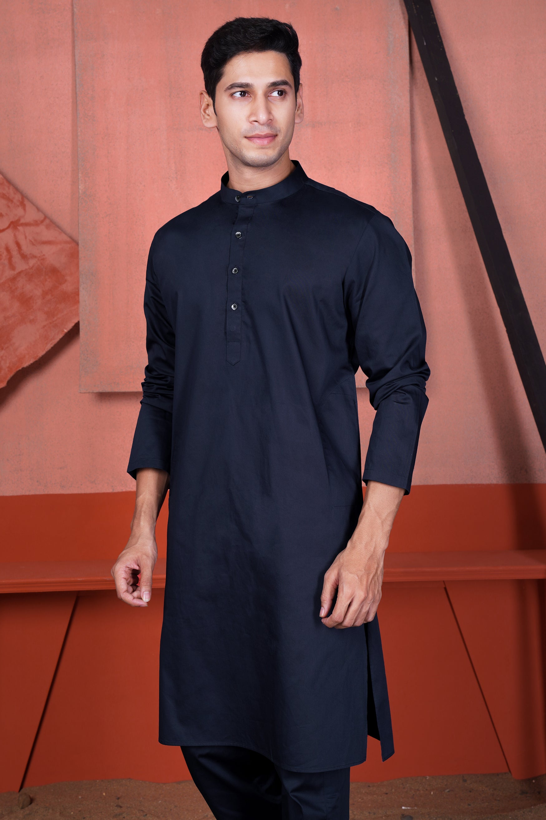 Haiti Blue Rajasthani Man Hand Painted Subtle Sheen Super Soft Premium Cotton Designer Kurta Set