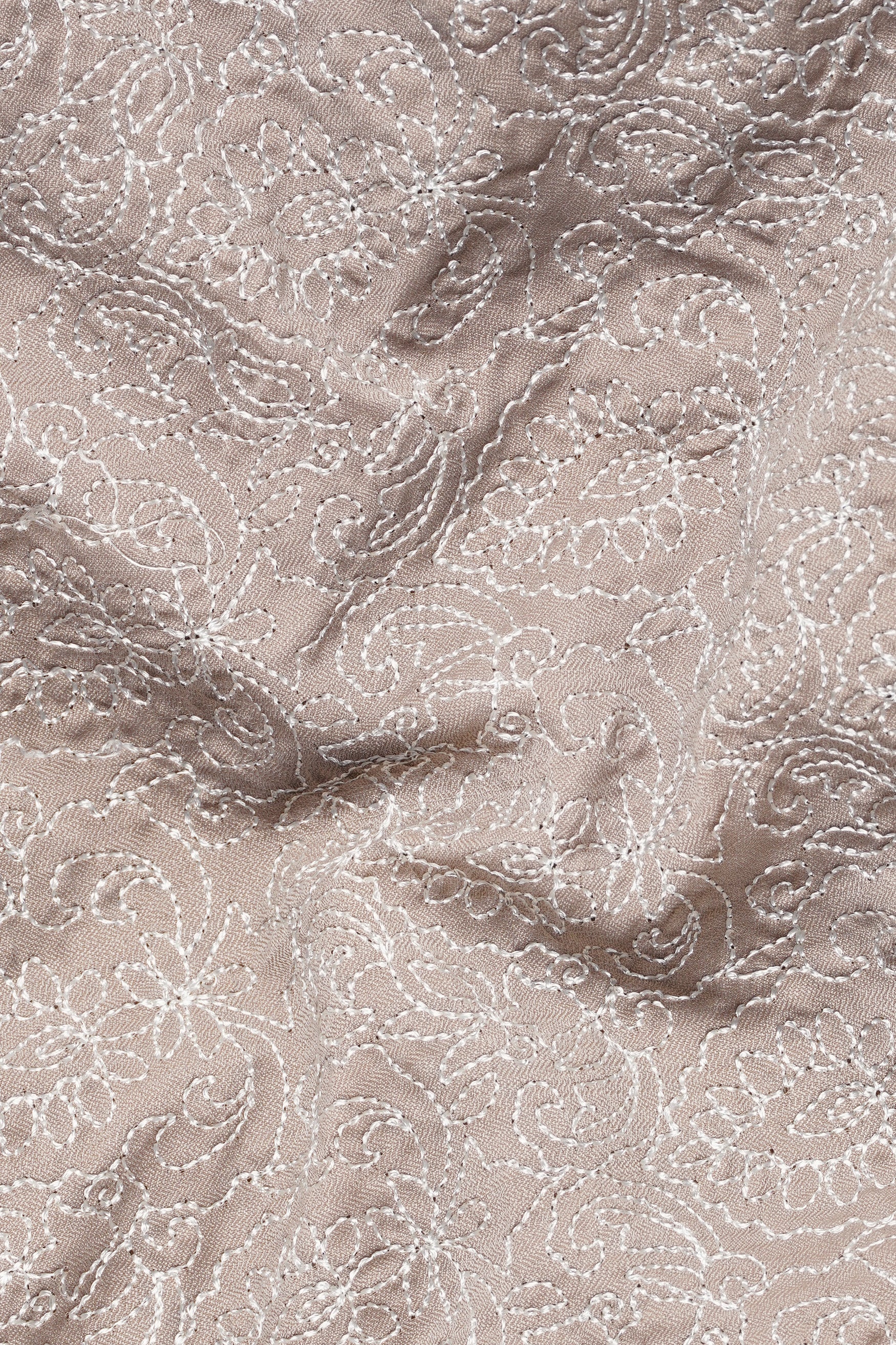 Dawn Brown Floral Cotton Thread Embroidered Viscose Designer Kurta Set