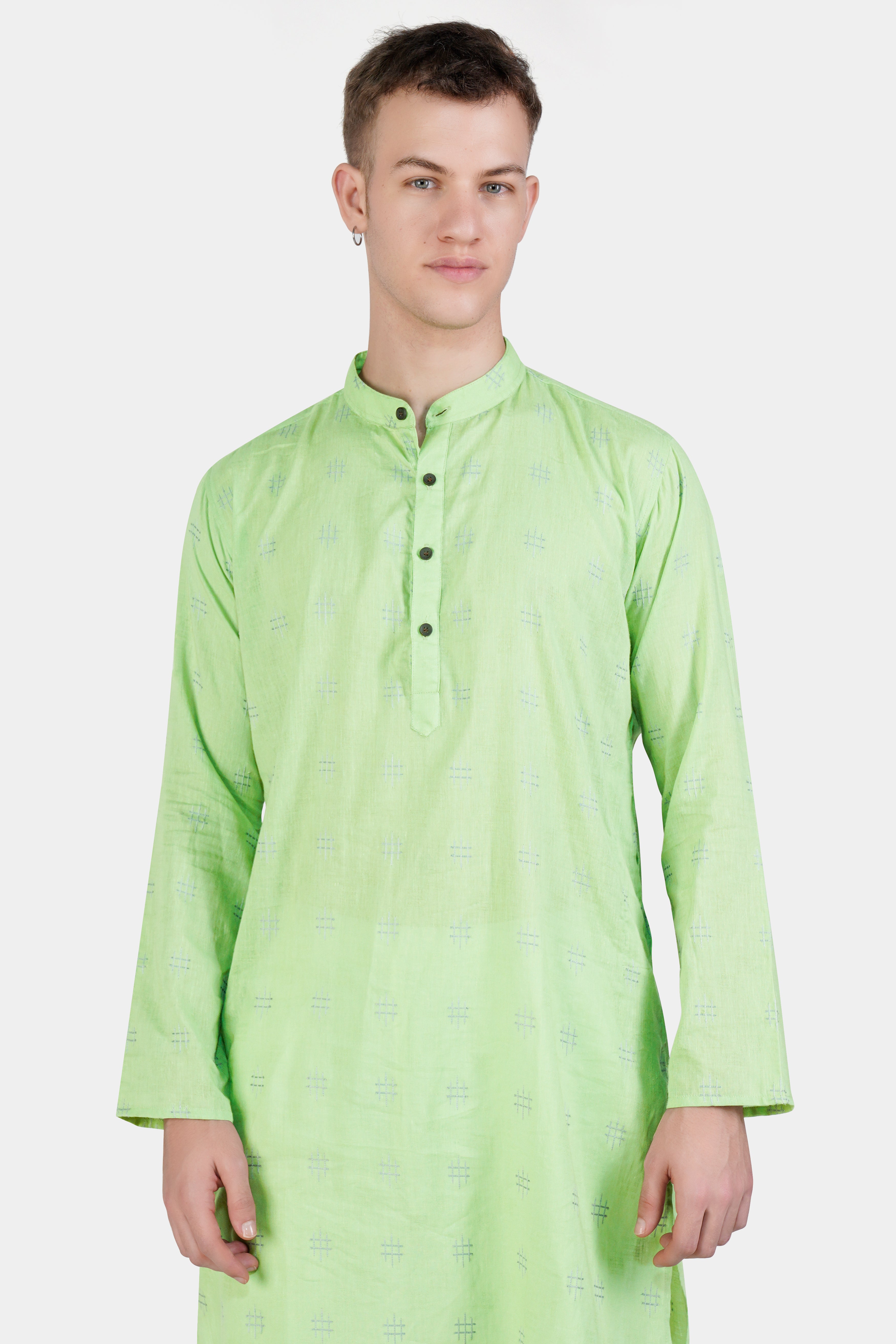 Beryl Green Dobby Textured Premium Giza Cotton Kurta Set