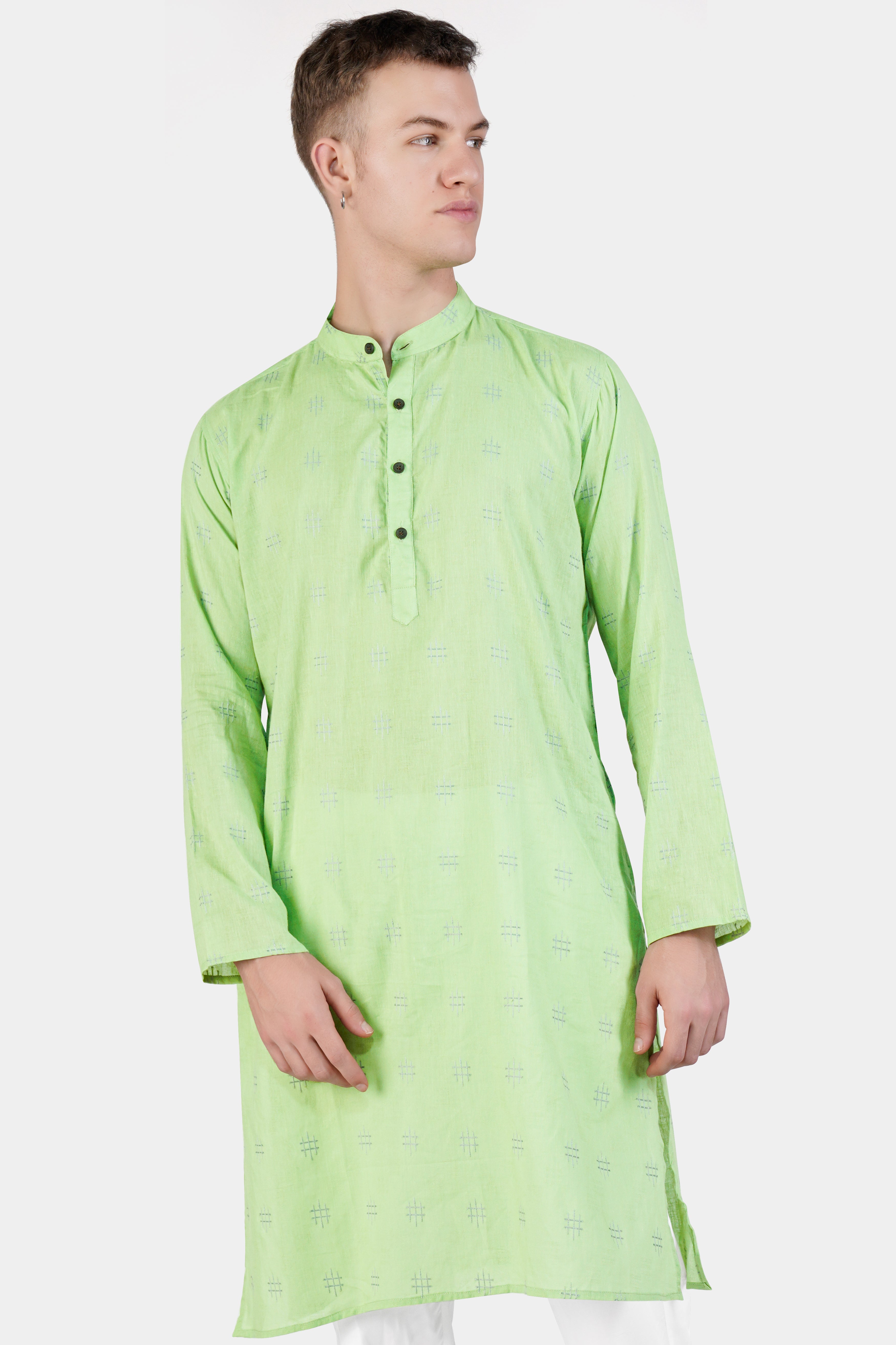 Beryl Green Dobby Textured Premium Giza Cotton Kurta Set