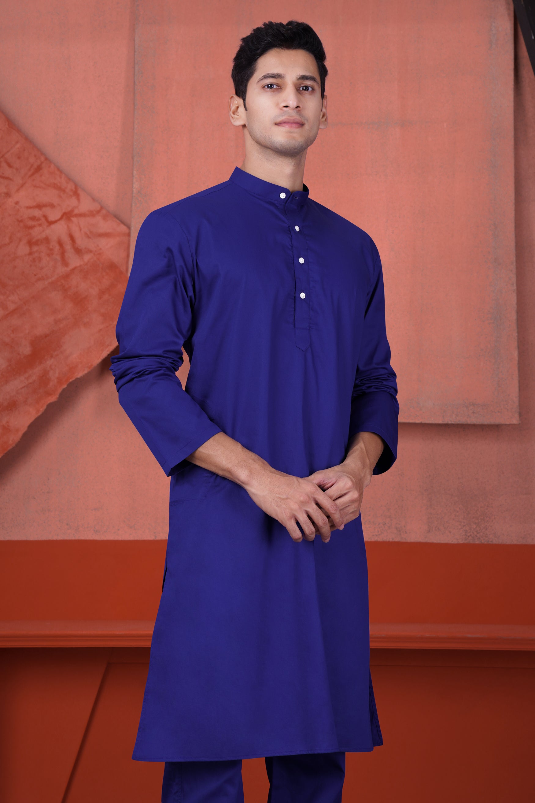 Indigo Blue Kurta Subtle Sheen Super Soft Premium Cotton Kurta Set