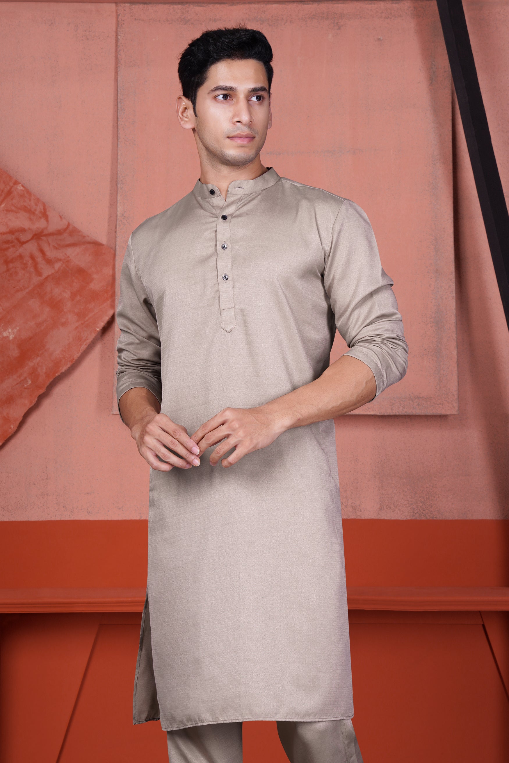 Dawn Brown Viscose Kurta Set