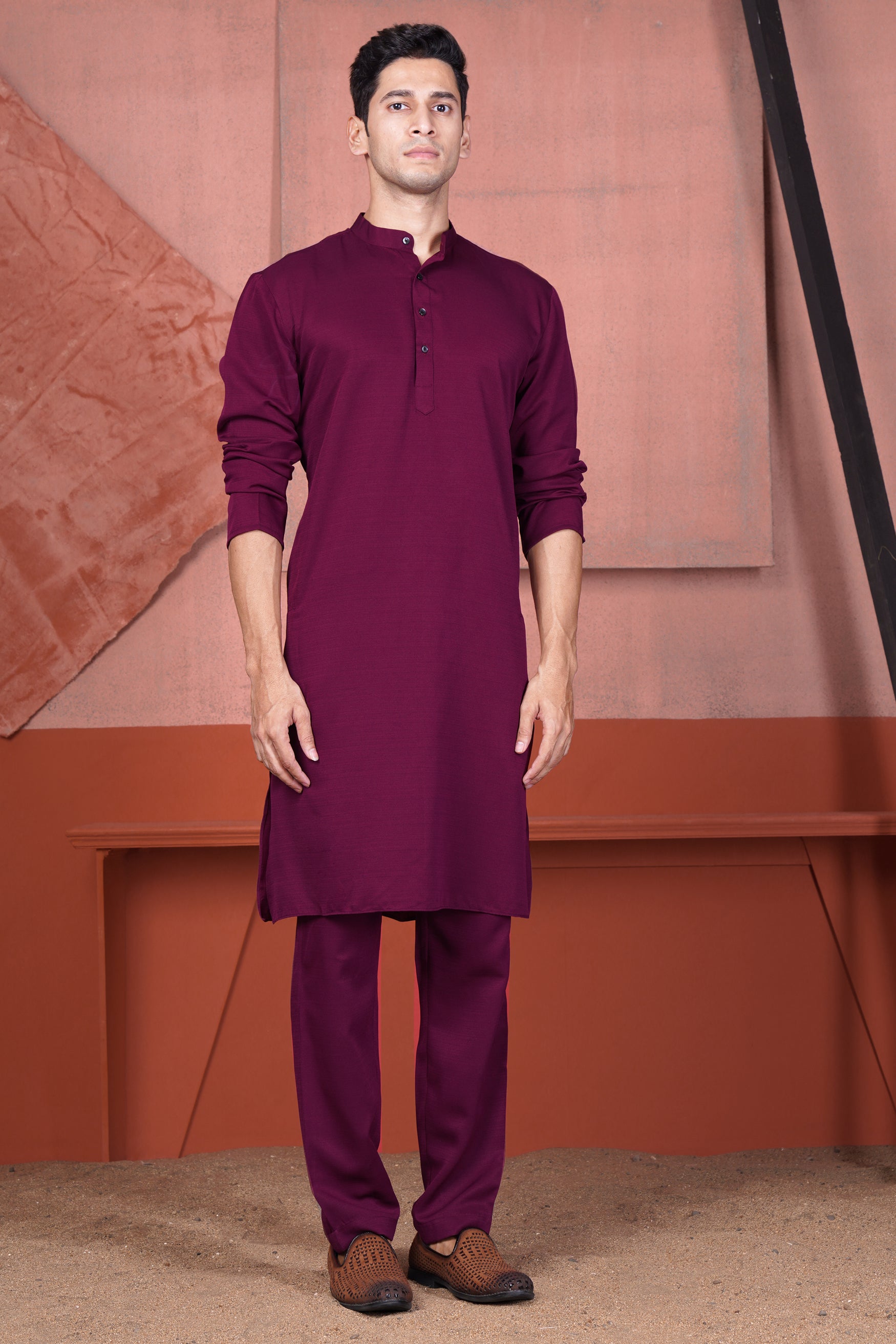 Bordeaux Wine Viscose Kurta Set