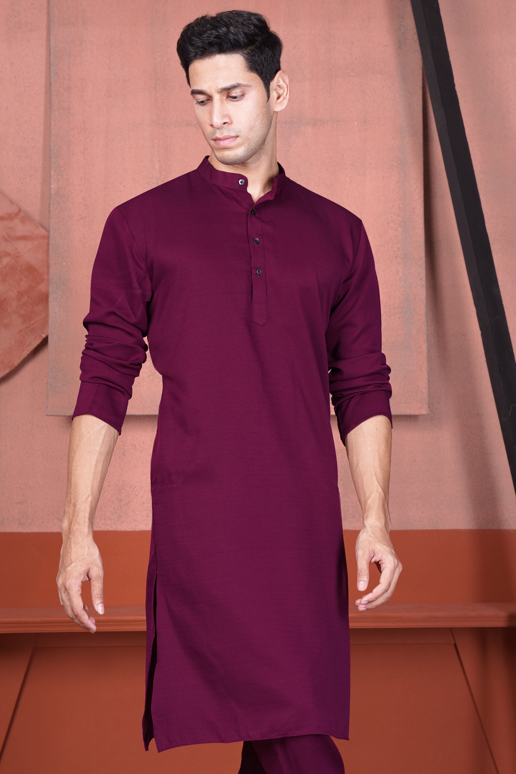 Bordeaux Wine Viscose Kurta Set