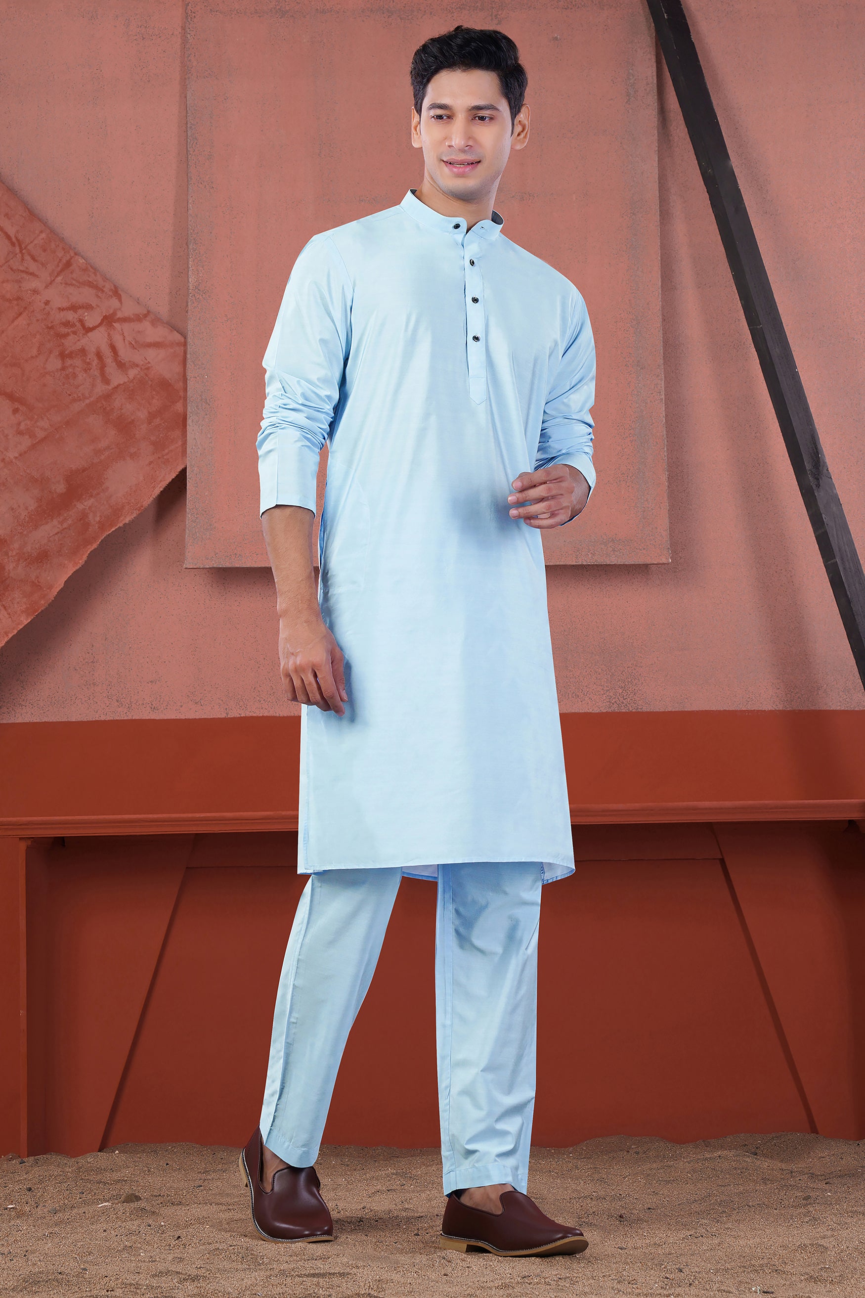 Bluish Subtle Sheen Viscose Kurta Set