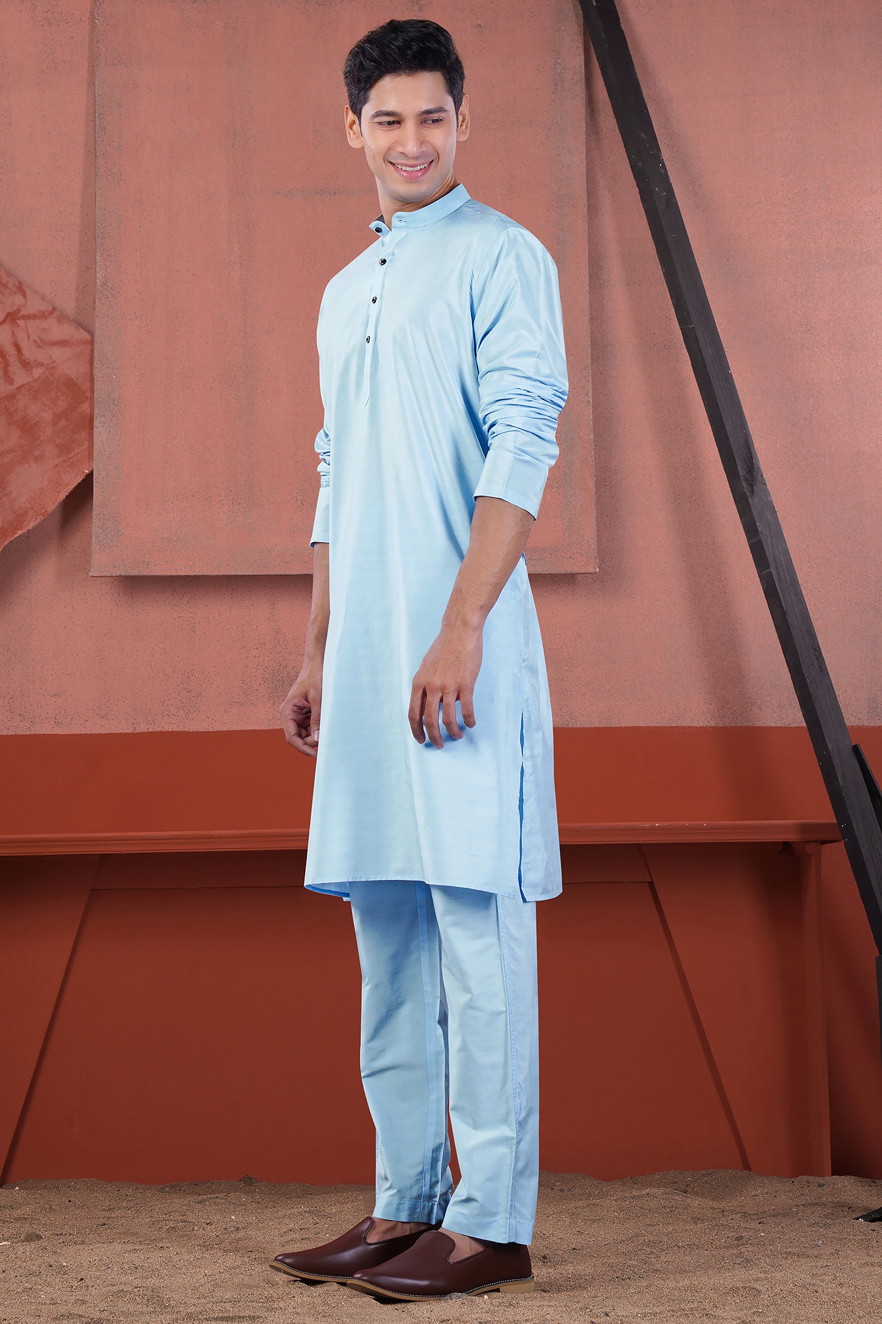 Bluish Subtle Sheen Viscose Kurta Set