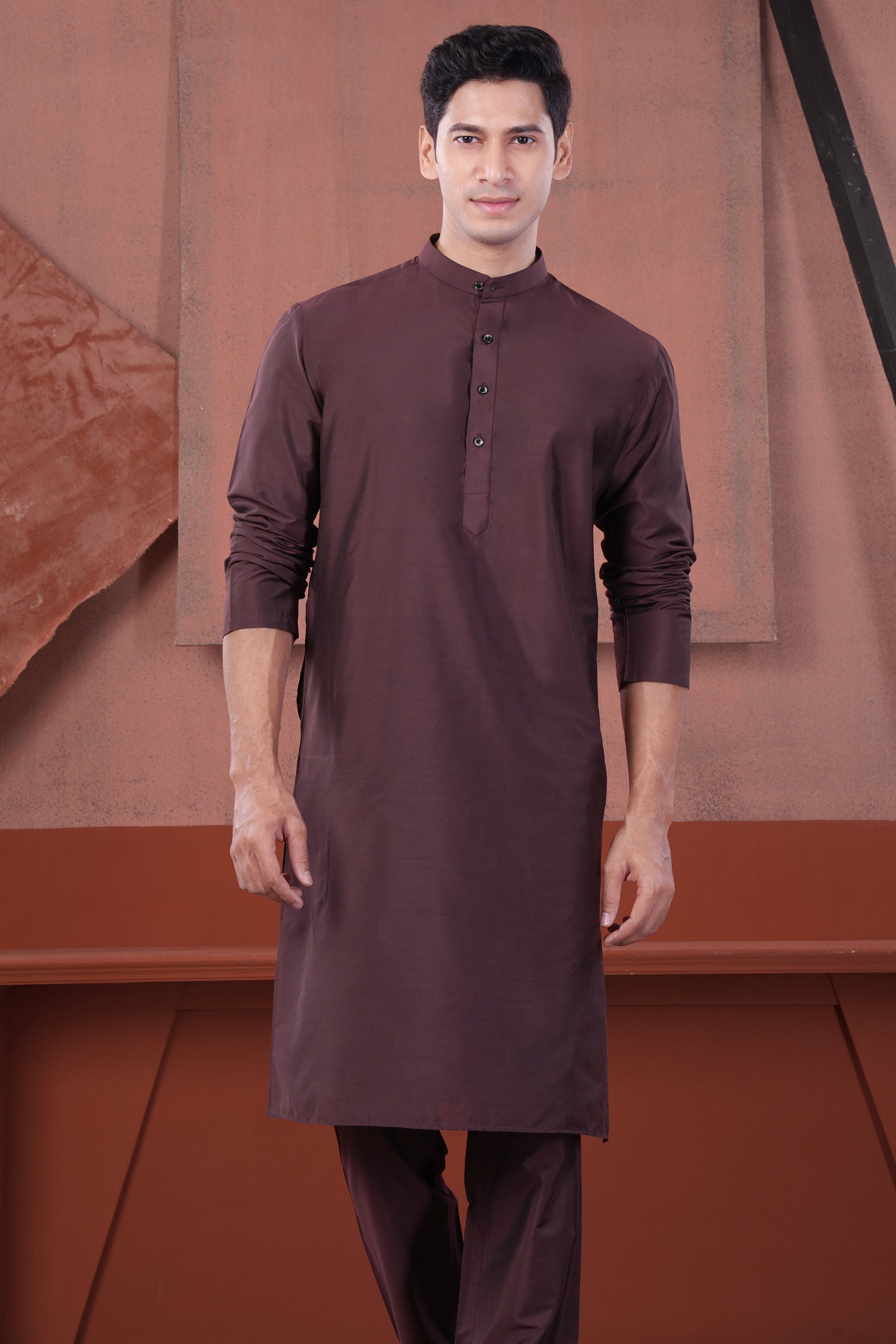 Kalamata Maroon Subtle Sheen Viscose Kurta Set