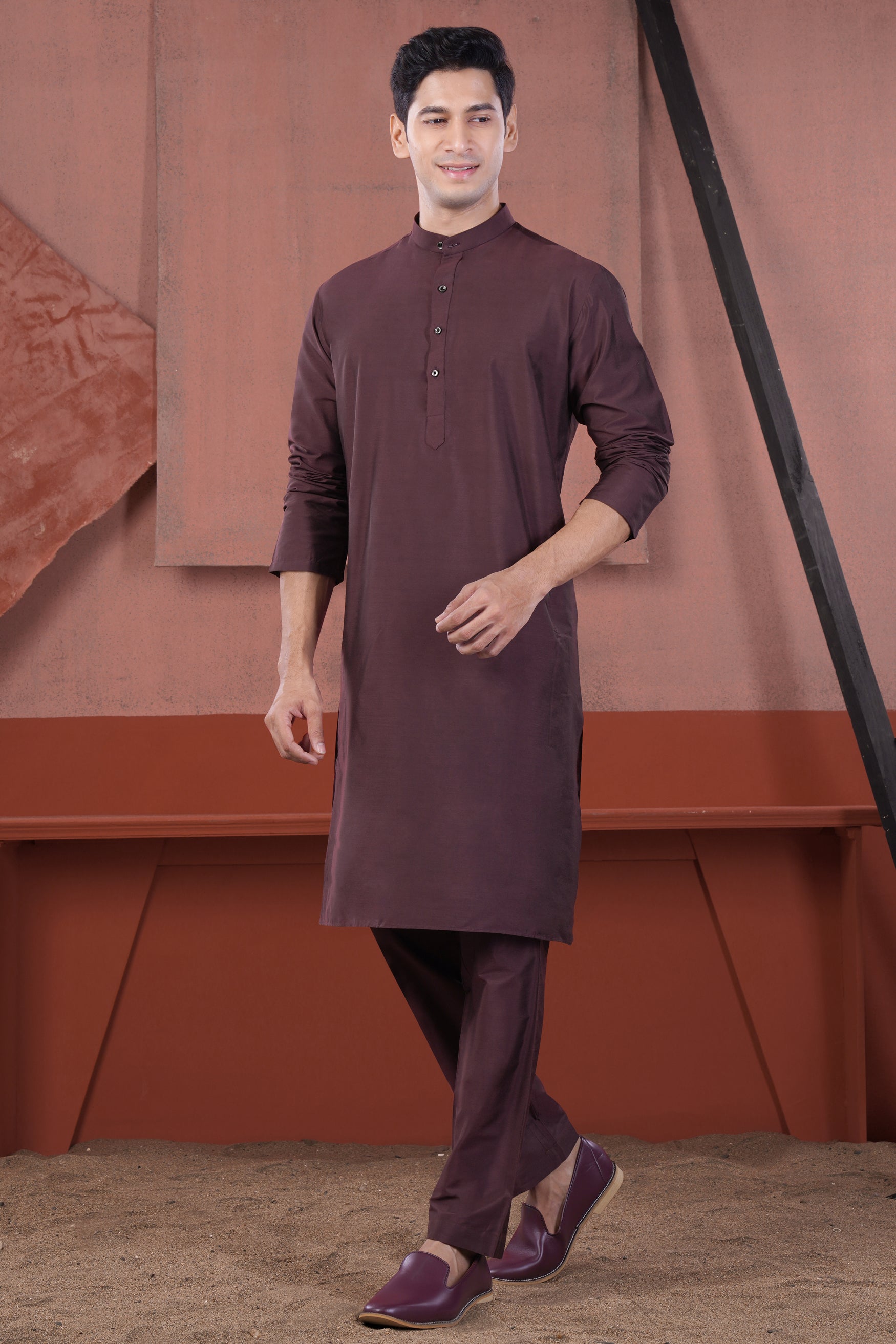 Kalamata Maroon Subtle Sheen Viscose Kurta Set