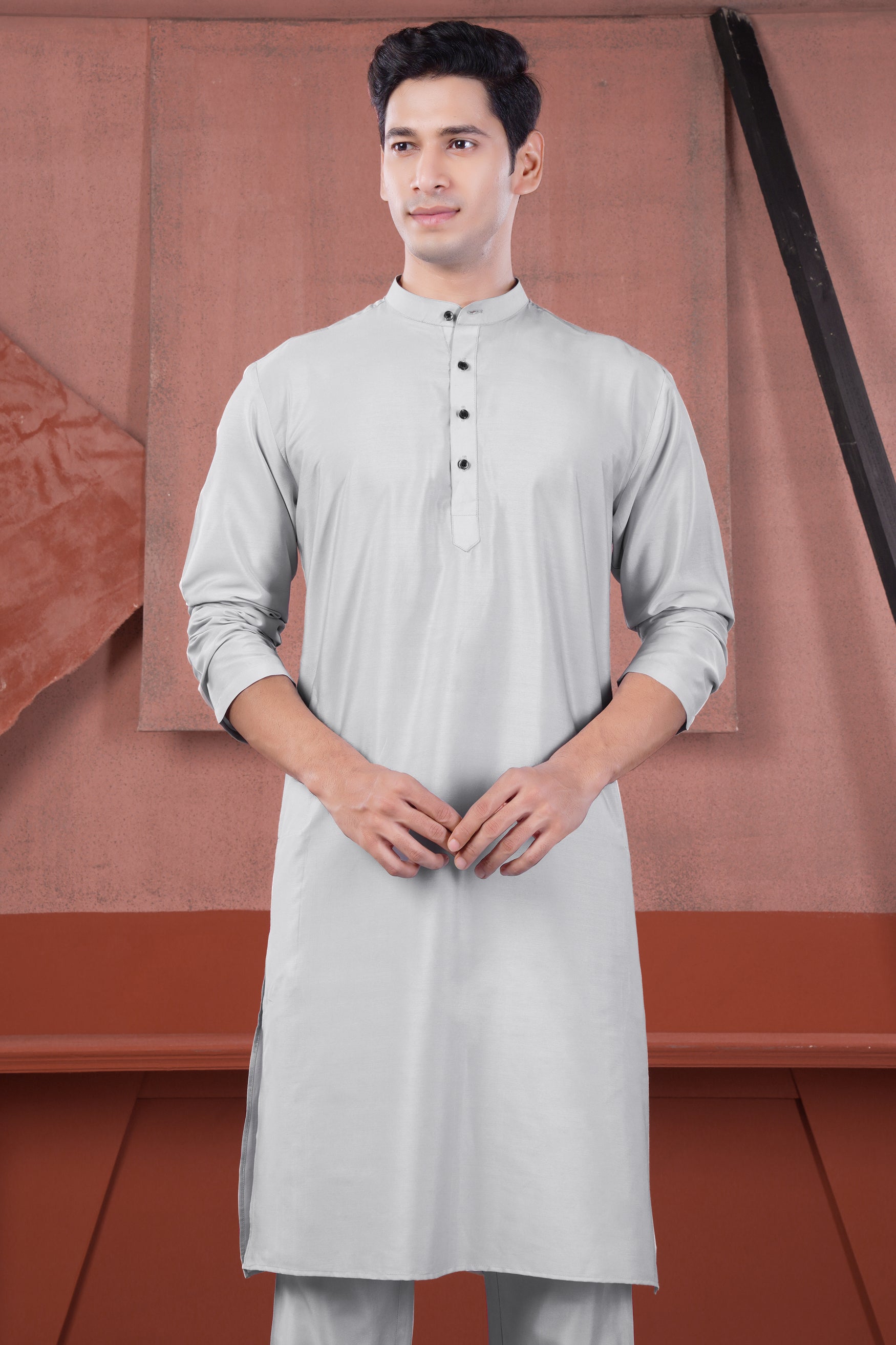 Nickel Gray Subtle Sheen Viscose Kurta Set