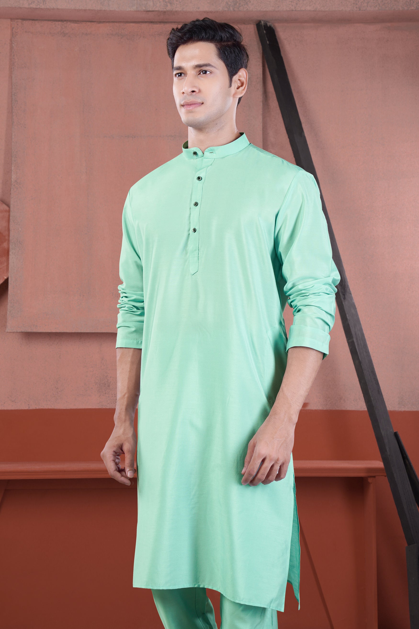 Jagged Green Subtle Sheen Viscose Kurta Set