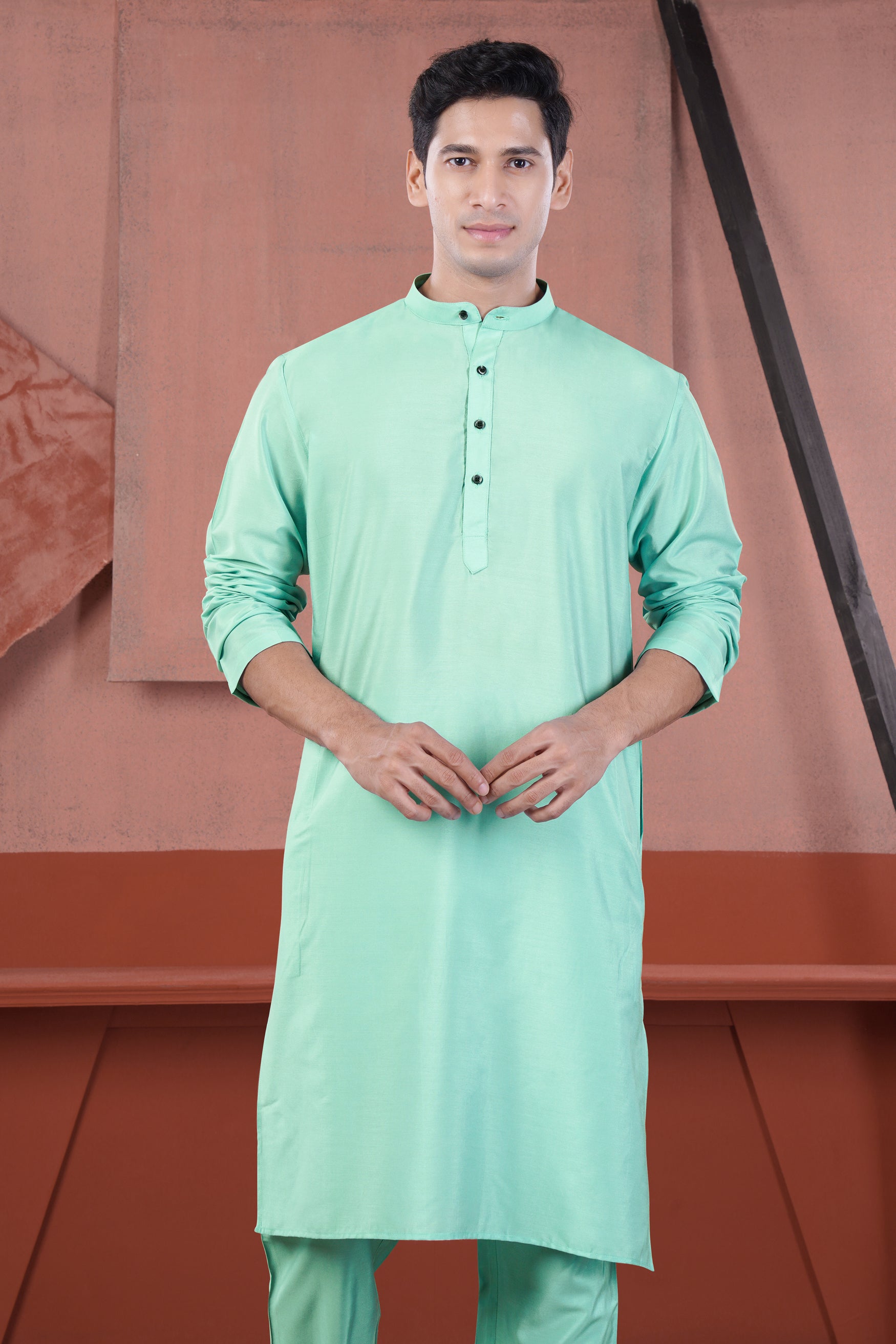 Jagged Green Subtle Sheen Viscose Kurta Set