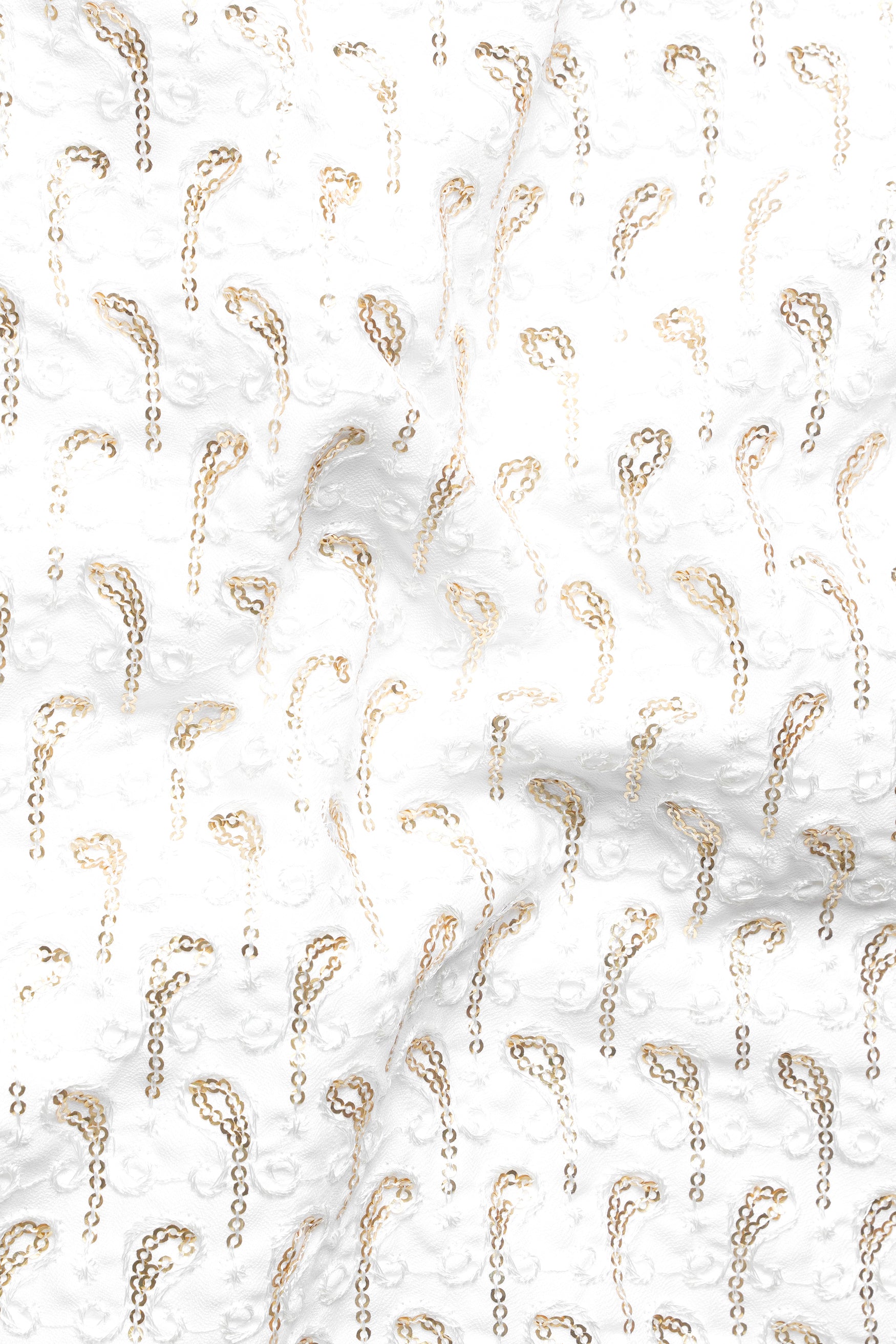 Bright White Leaves Pattern Sequin Embroidered Subtle Sheen Viscose Designer Kurta Set