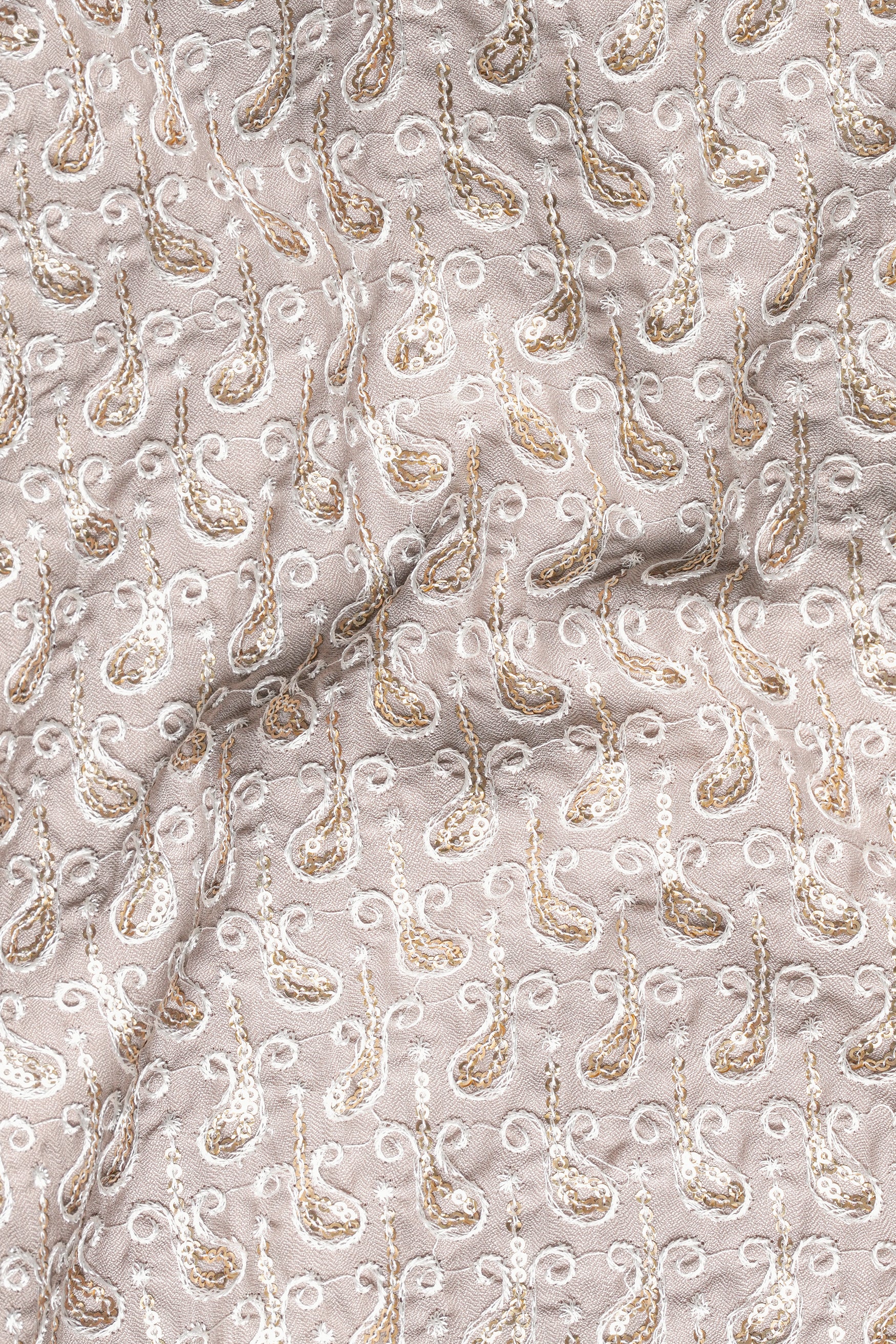 Foggy Brown Paisley Pattern Thread and Sequin Embroidered Subtle Sheen Viscose Designer Kurta Set