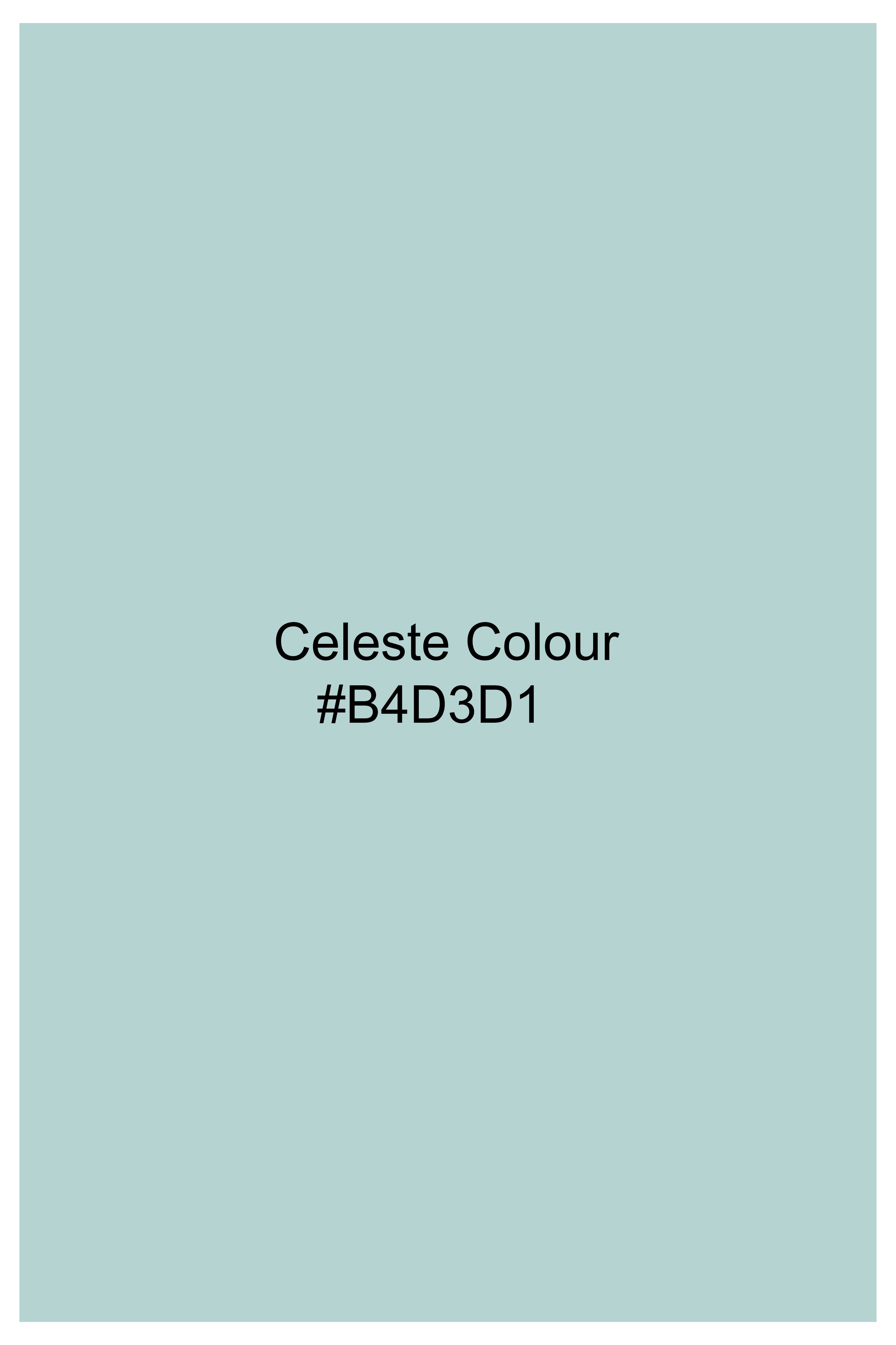 Celeste Blue Floral Embroidered Viscose Designer Kurta Set