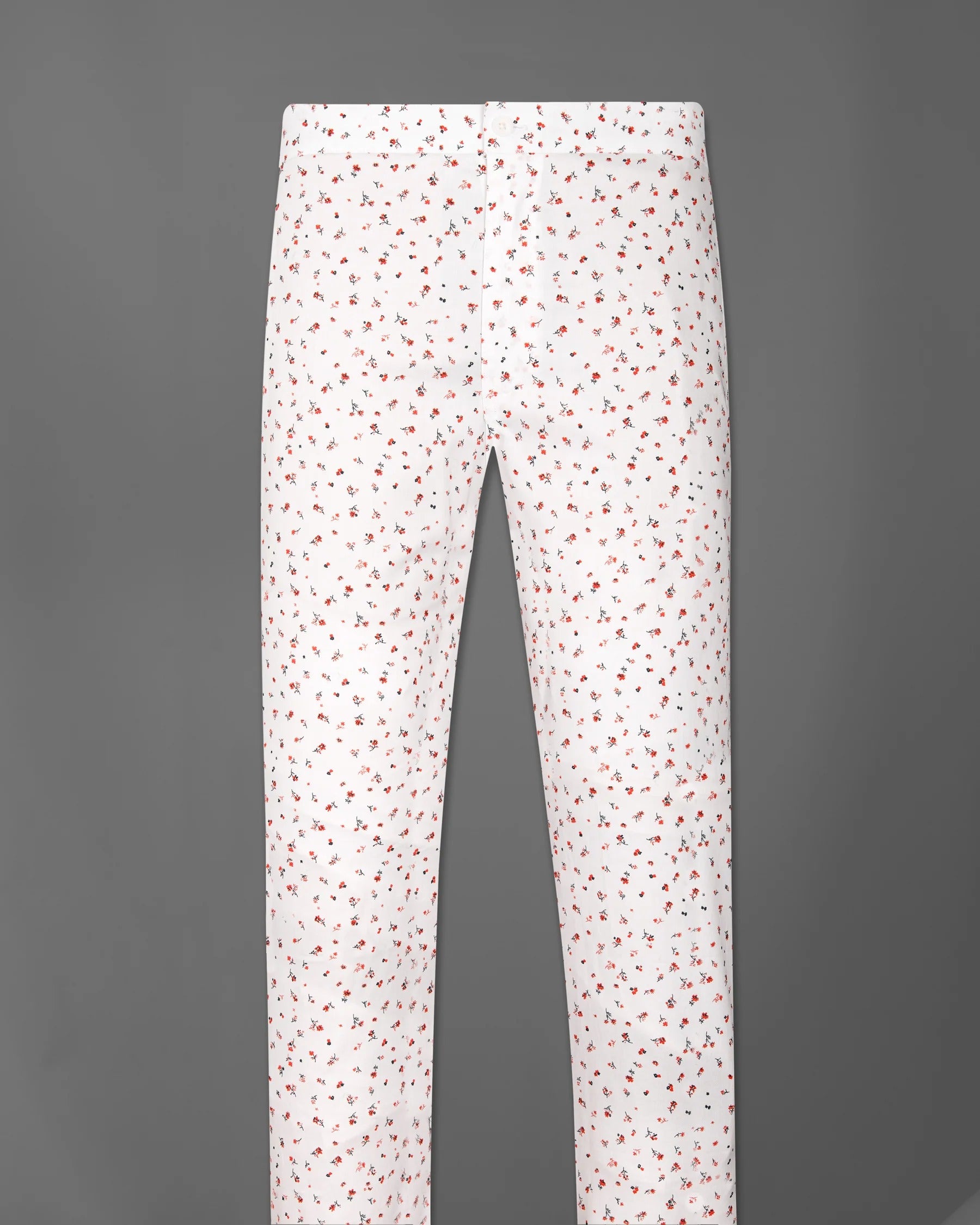 Bright White Floral Printed Oxford Lounge Pants
