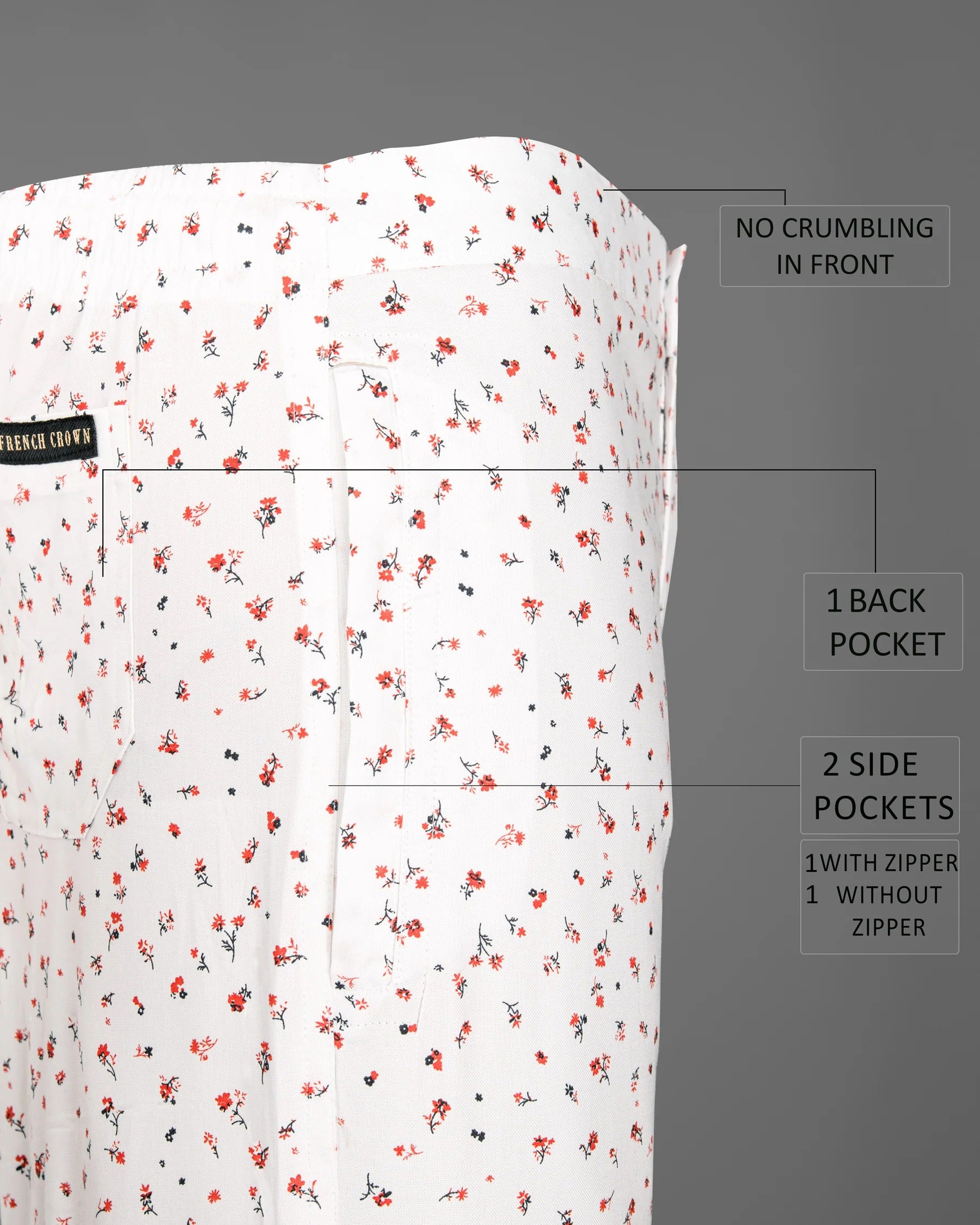 Bright White Floral Printed Oxford Lounge Pants