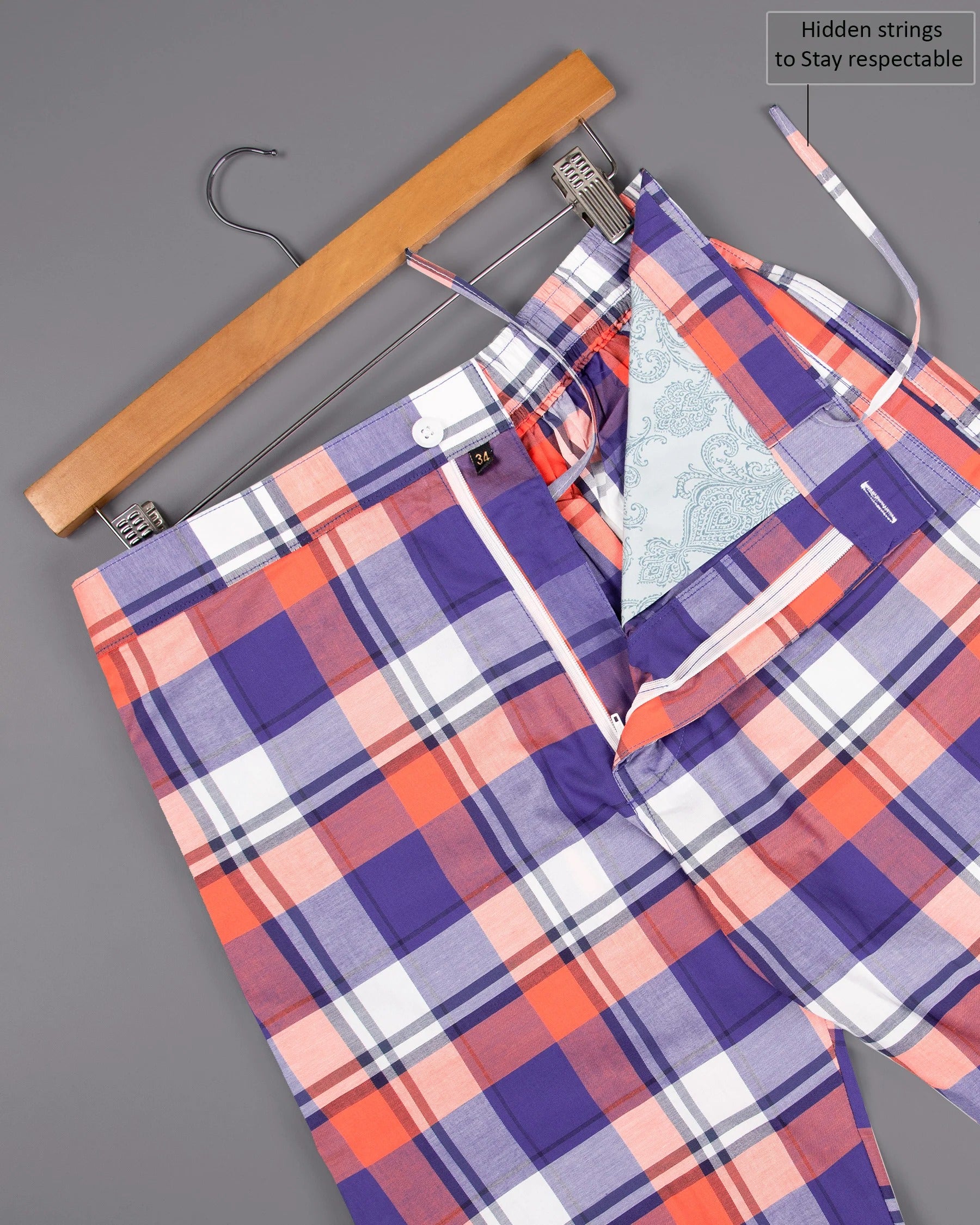 Victoria Blue with Burnt Sienna Plaid Multicolor Oxford Lounge Pants