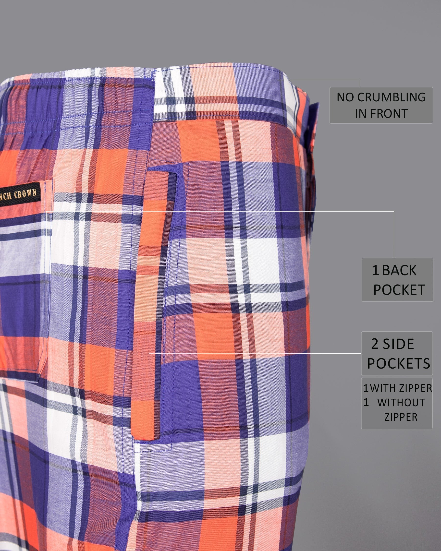 Victoria Blue with Burnt Sienna Plaid Multicolor Oxford Lounge Pants