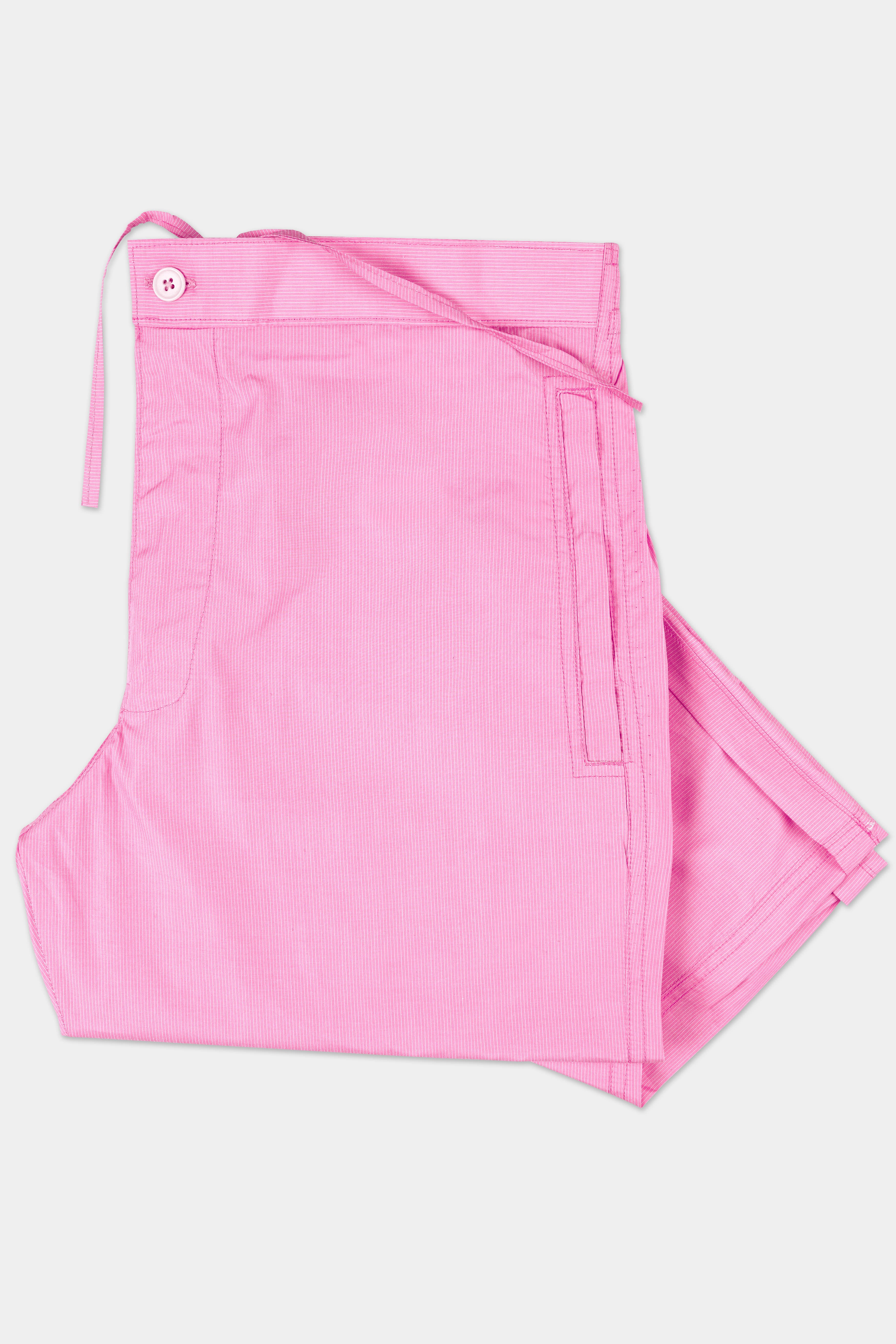 Bouquet Pink Pin Striped Poplin Giza Cotton Lounge Pant