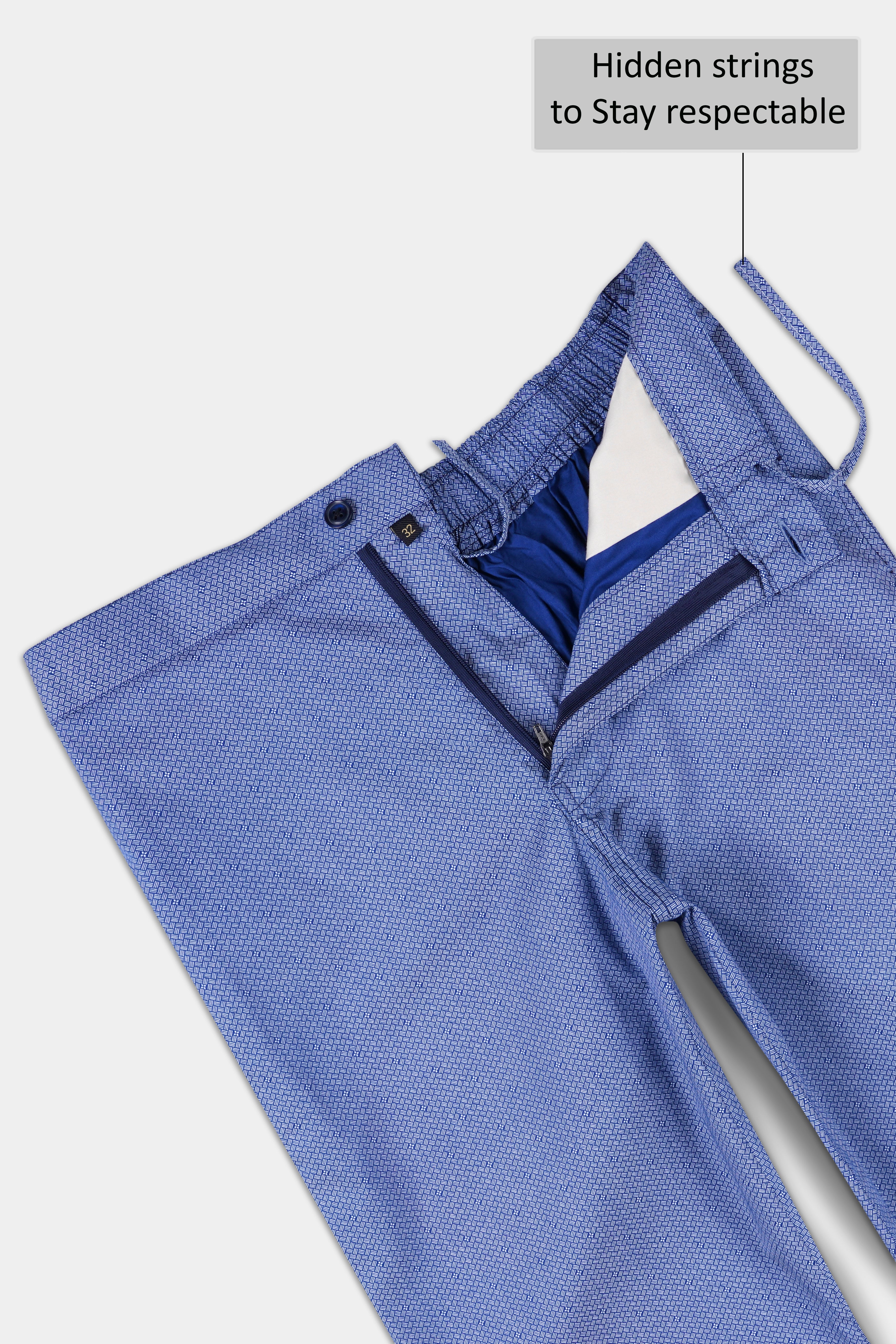 Tropaz Blue Textured Poplin Giza Cotton Lounge Pant