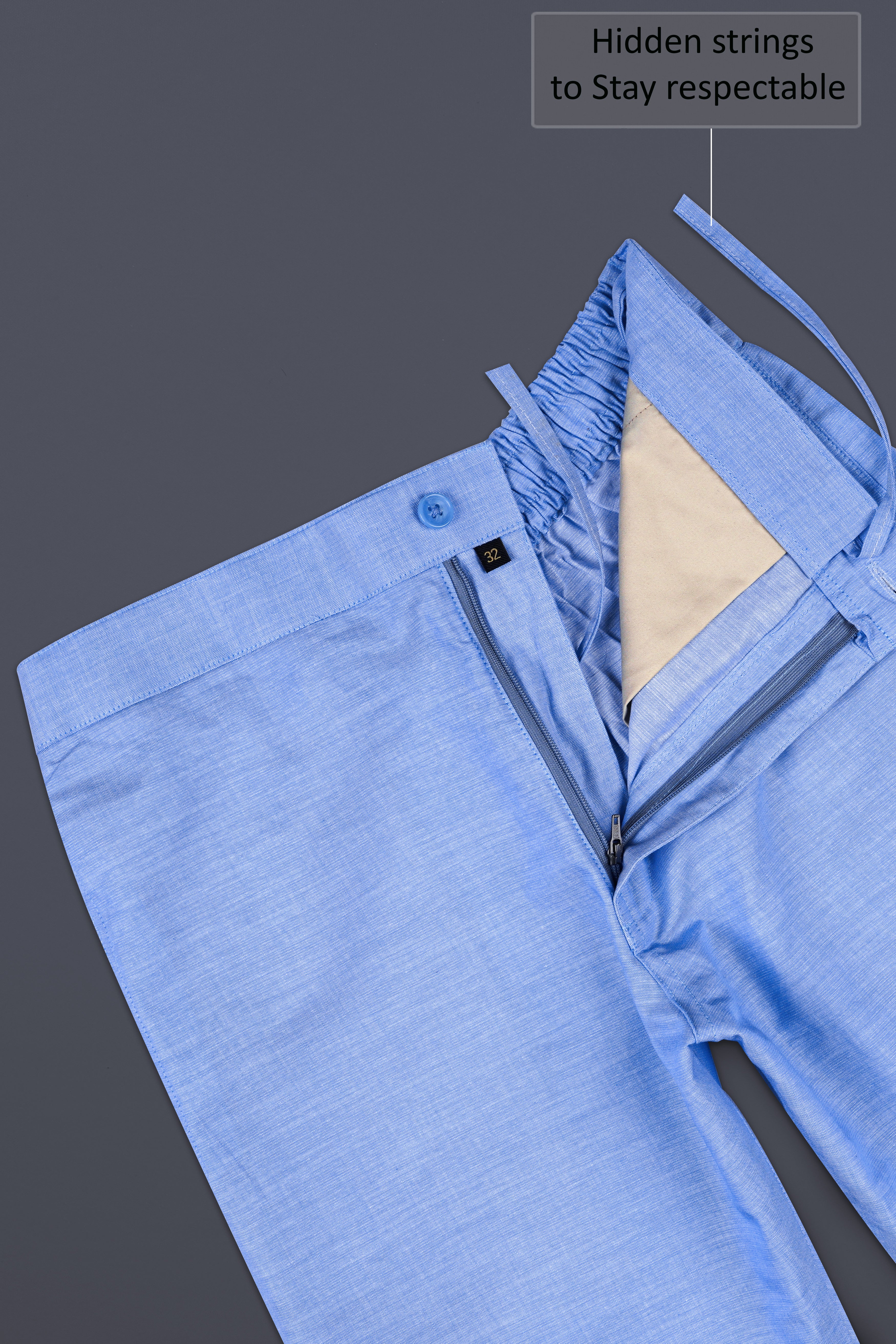 Chetwode Blue Solid Chambray Textured Premium Cotton Lounge Pant