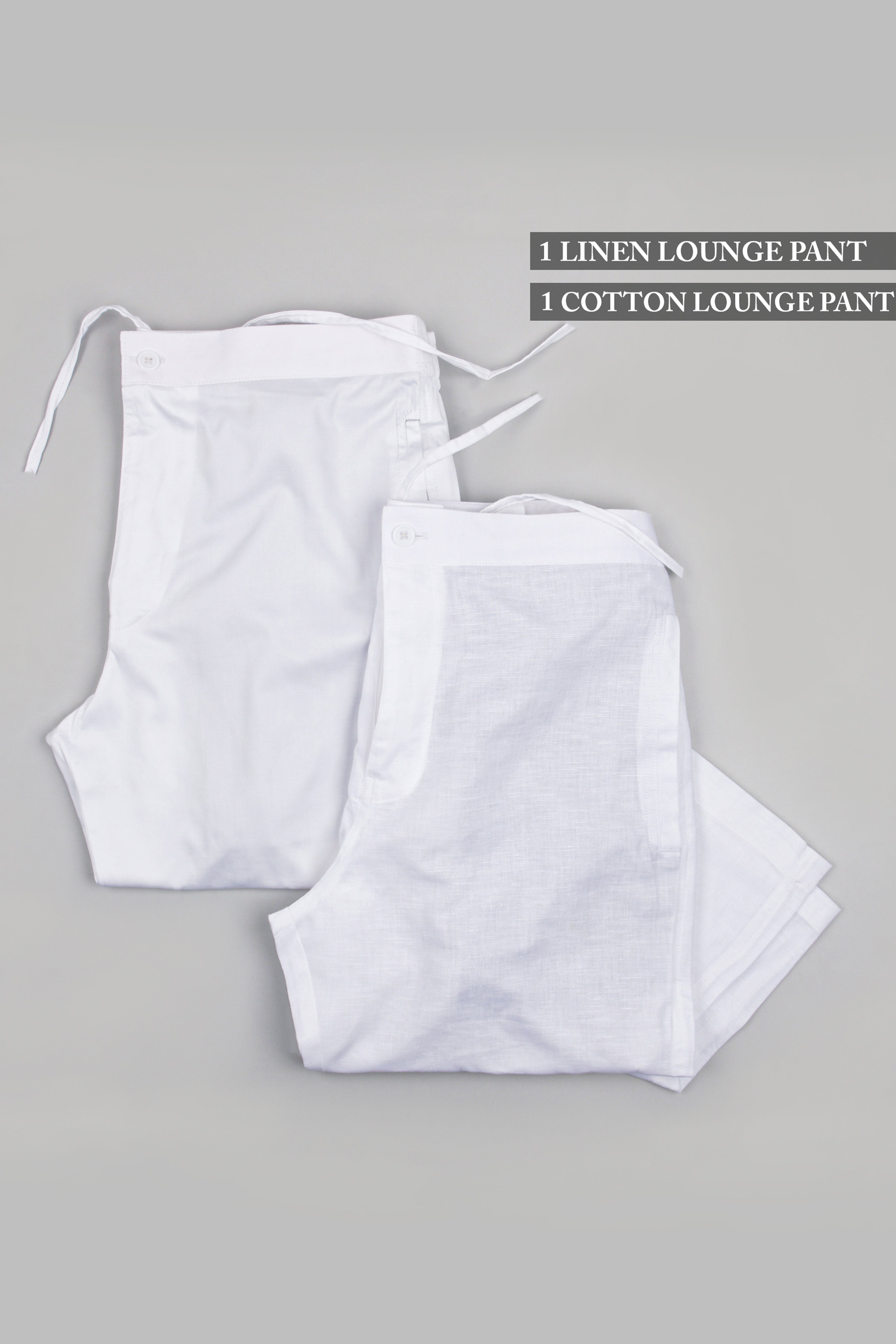 One white Cotton and One White Linen Lounge Pants