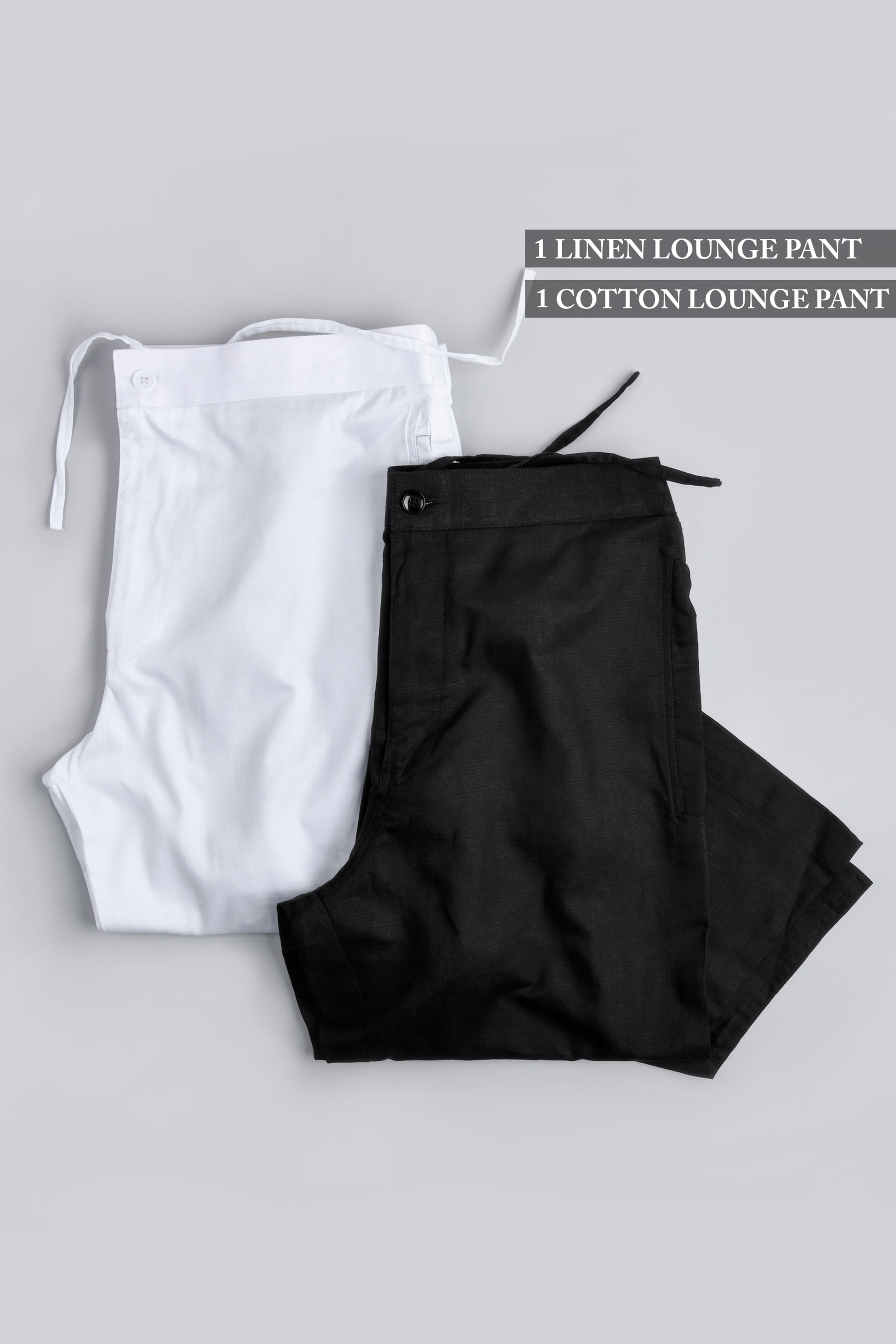 One Black Linen and One white Cotton Lounge Pants