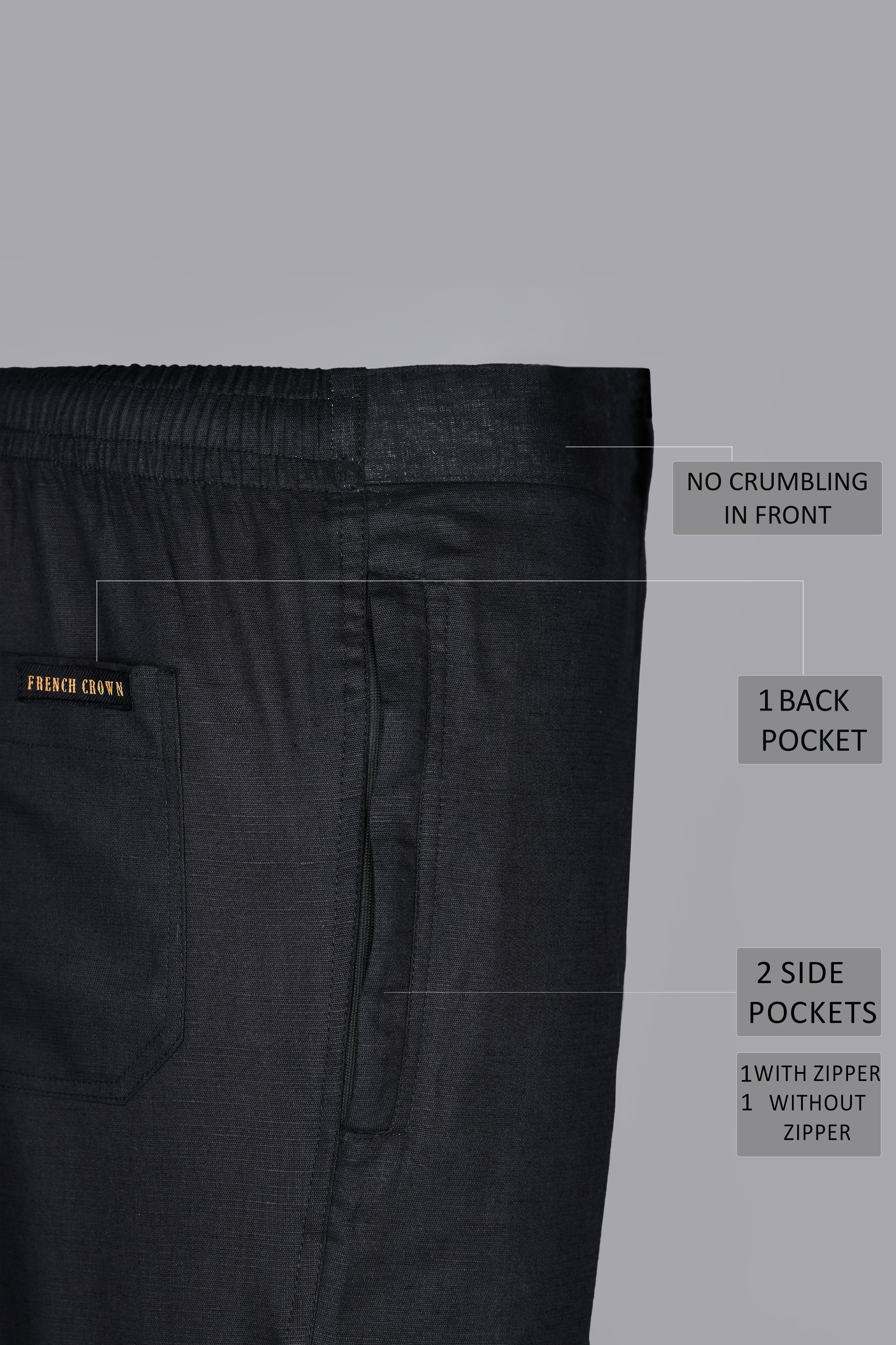 One Black Linen and One Black Cotton Lounge Pants