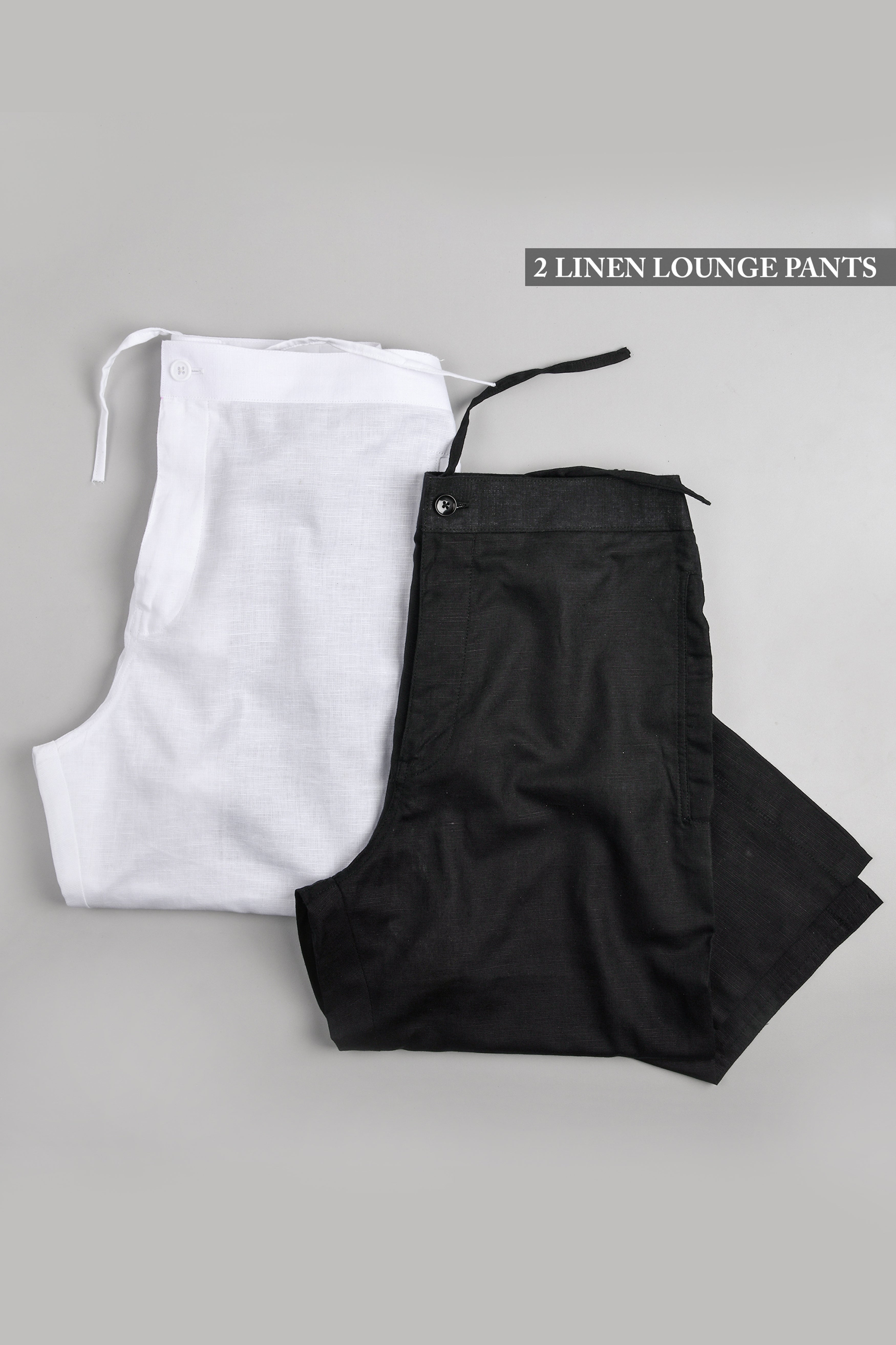 Black and White Premium Linen Lounge Pants