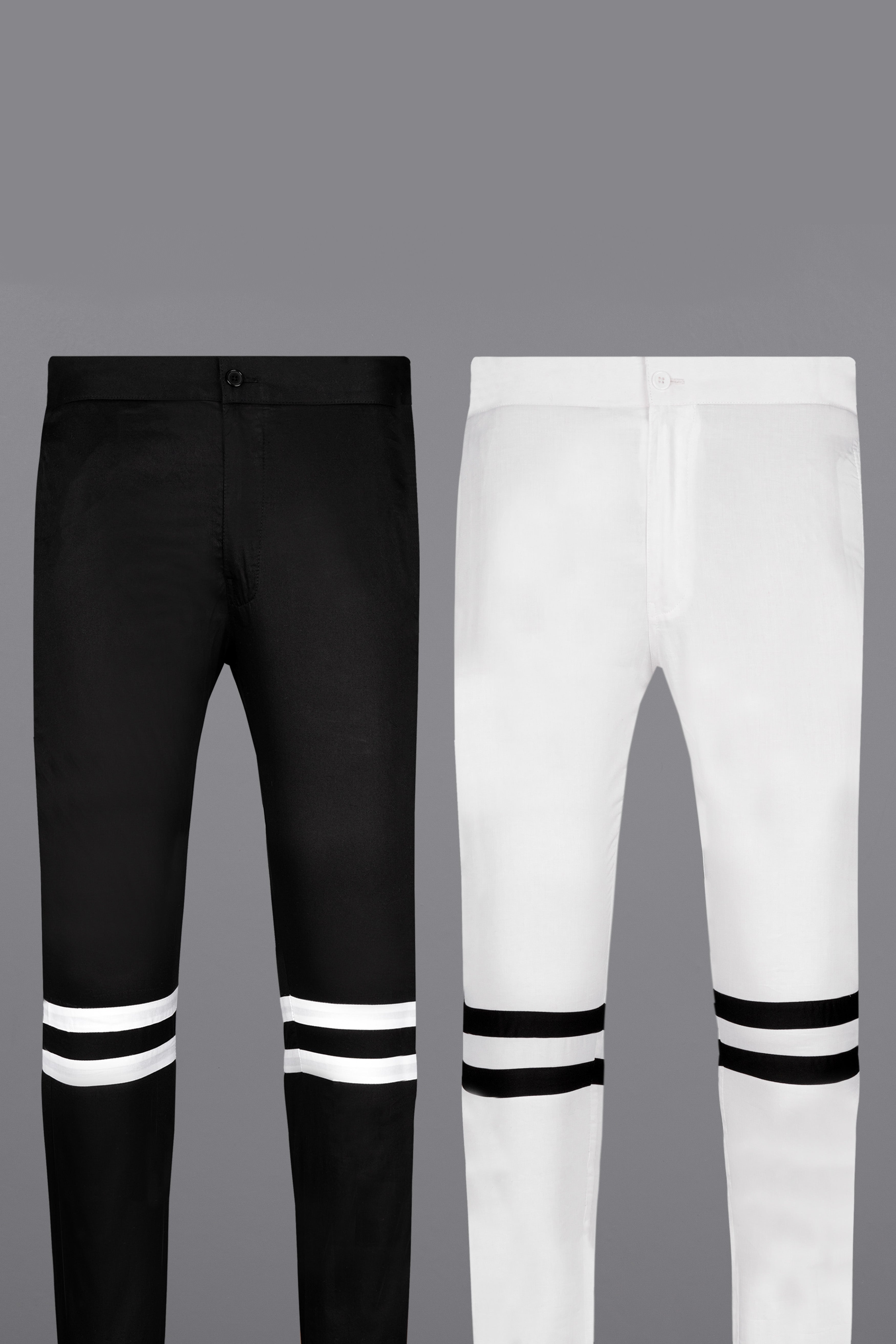 Jade Black And Bright White Super Soft Premium Cotton Designer Lounge Pants