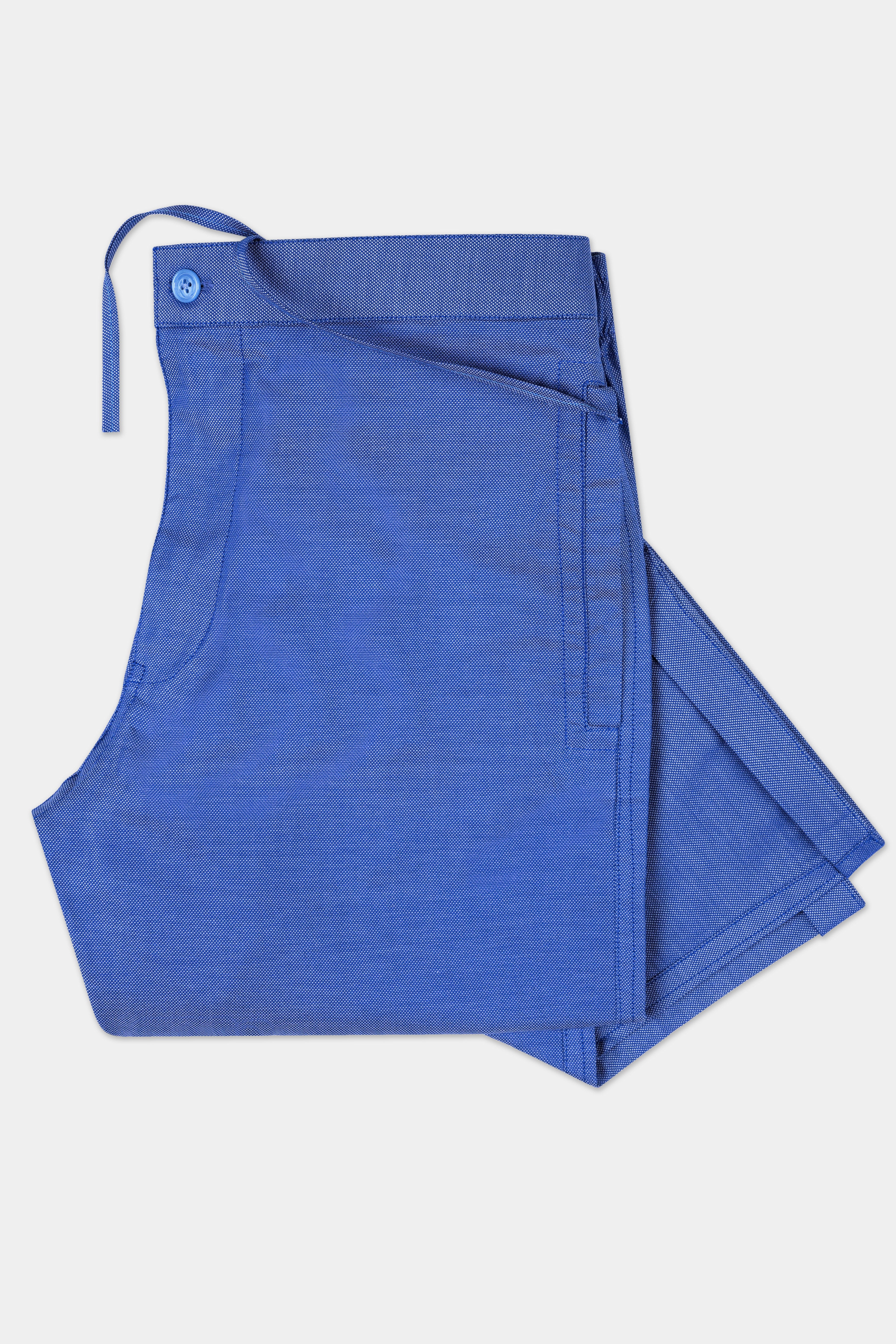 Cerulean Blue Dobby Textured Premium Cotton Lounge Pant