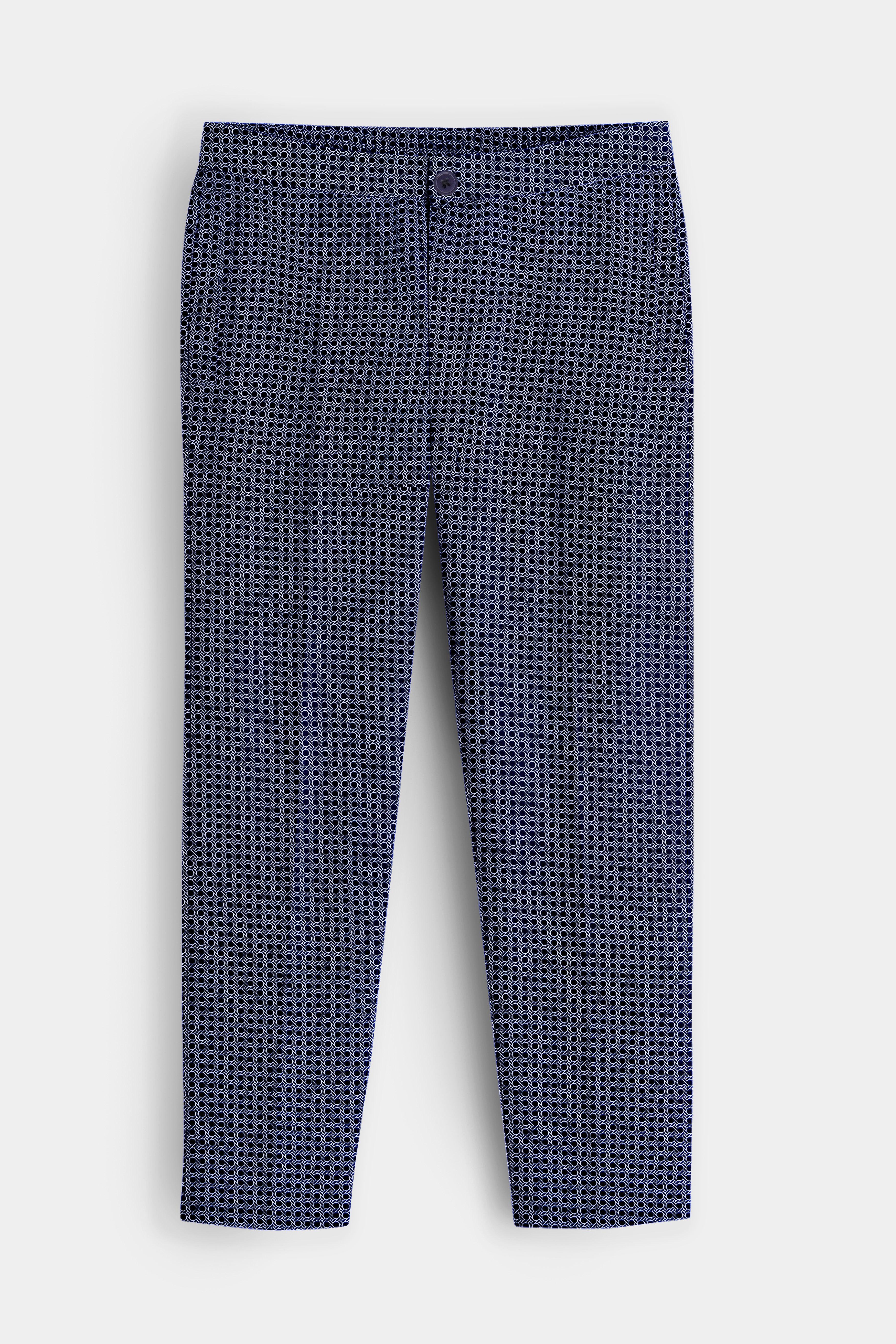 Cirvara-Ebony Blue Geometric Dot Printed Poplin Giza Cotton Lounge Pant