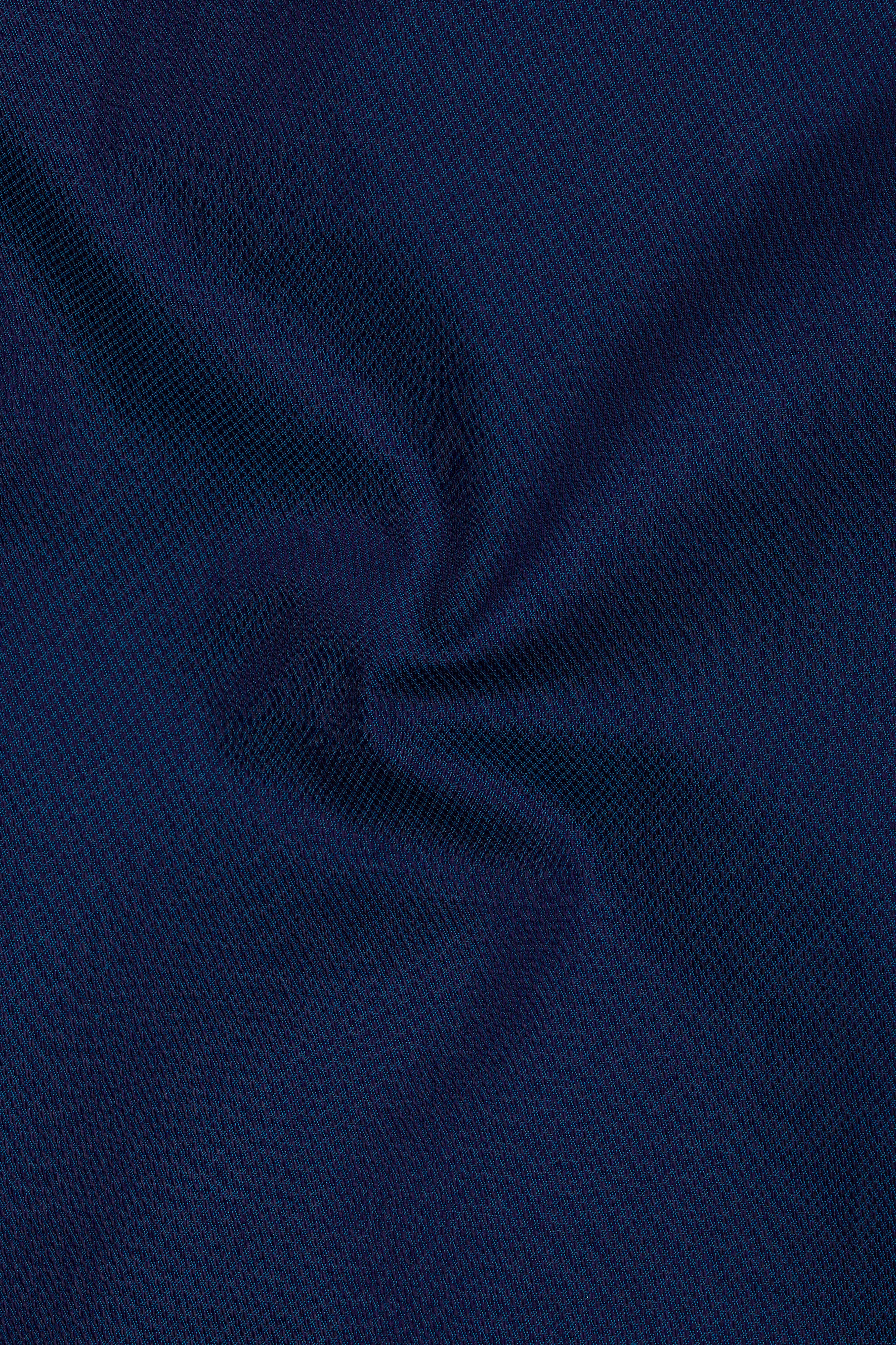 Aubivra-Prussian Blue Dobby Textured Premium Cotton Lounge Pant