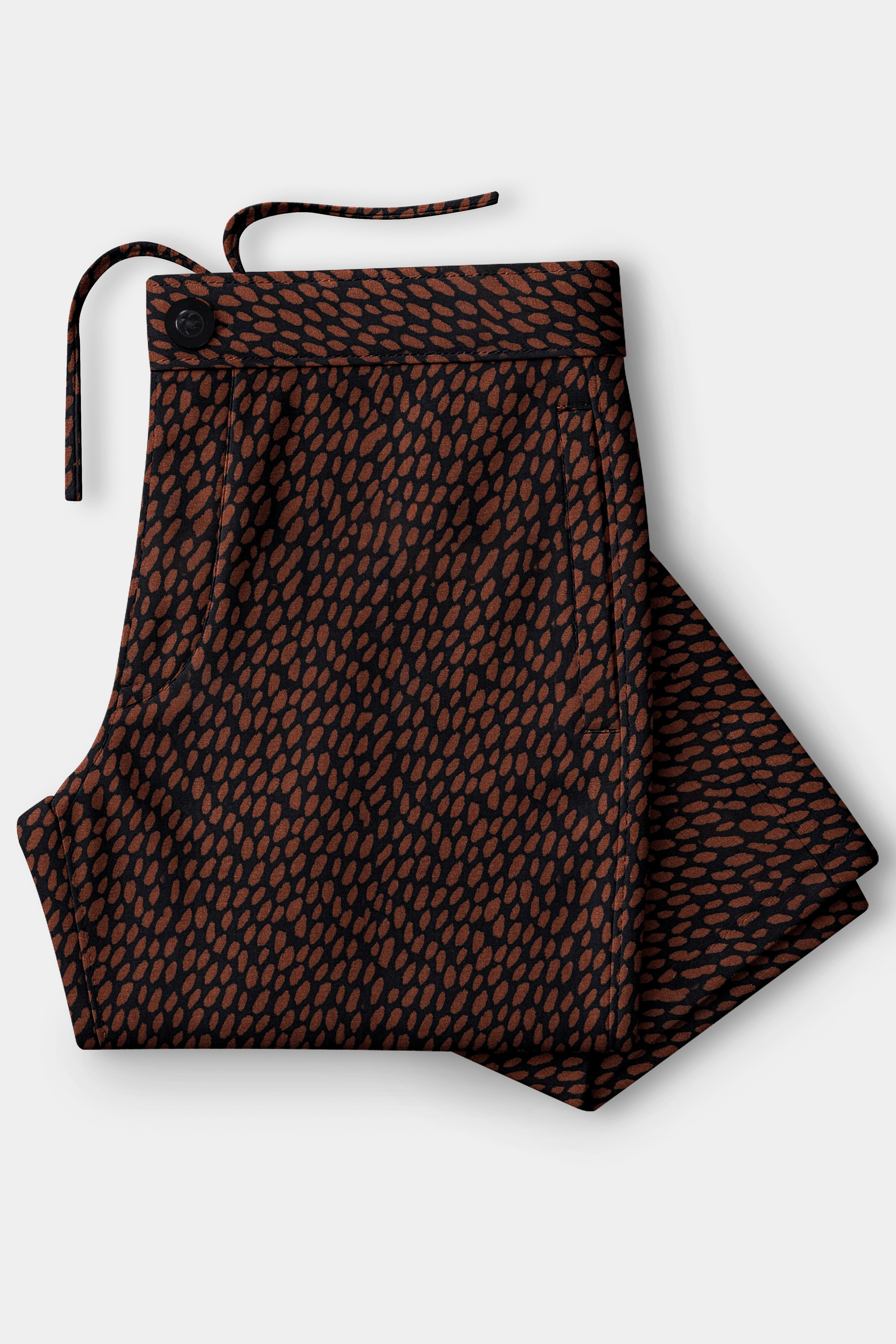 Leovira-Bistre Brown Leopard Pebble Printed Super Soft Premium Tencel Cotton Lounge Pant