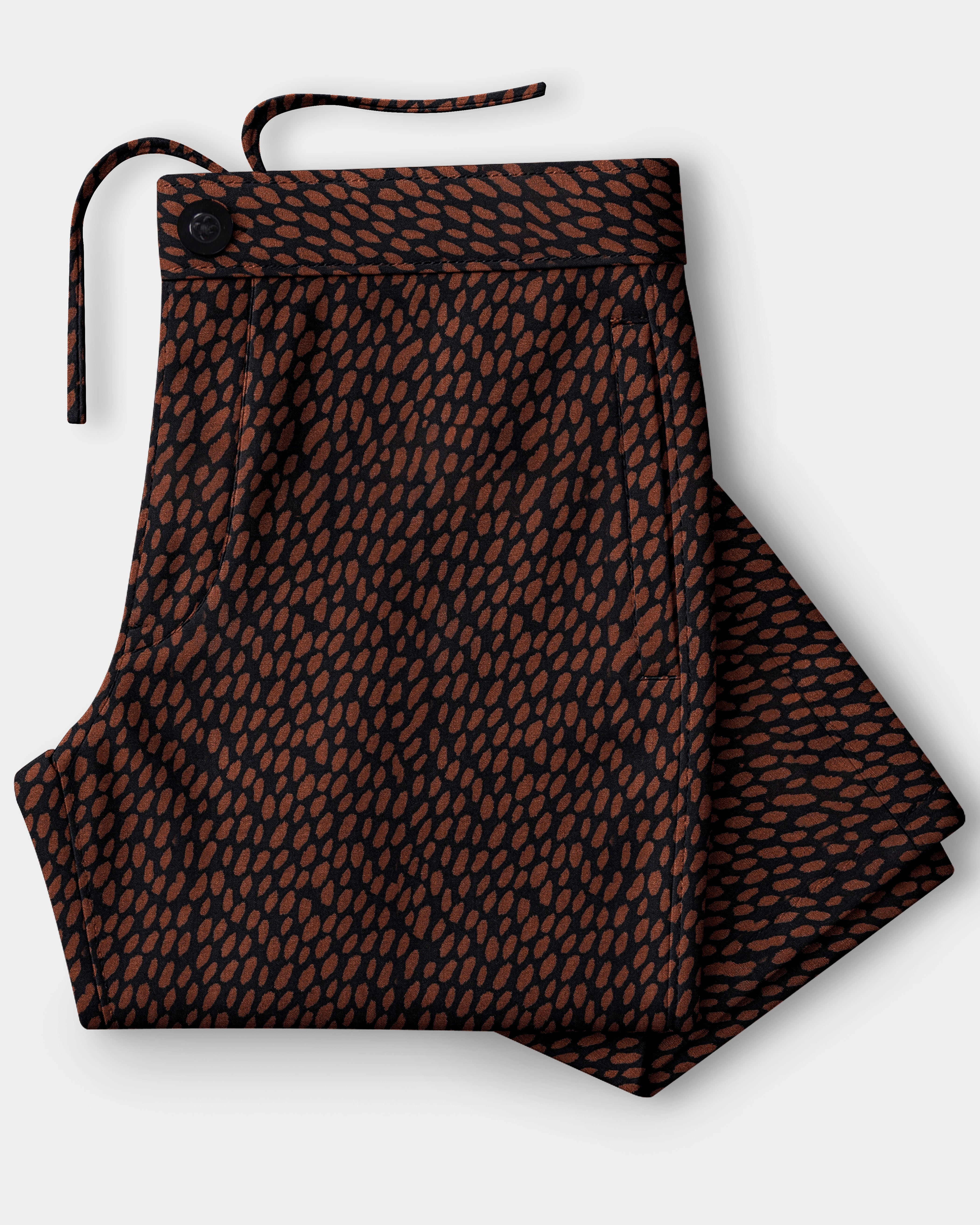 Leovira-Bistre Brown Leopard Pebble Printed Super Soft Premium Tencel Cotton Lounge Pant