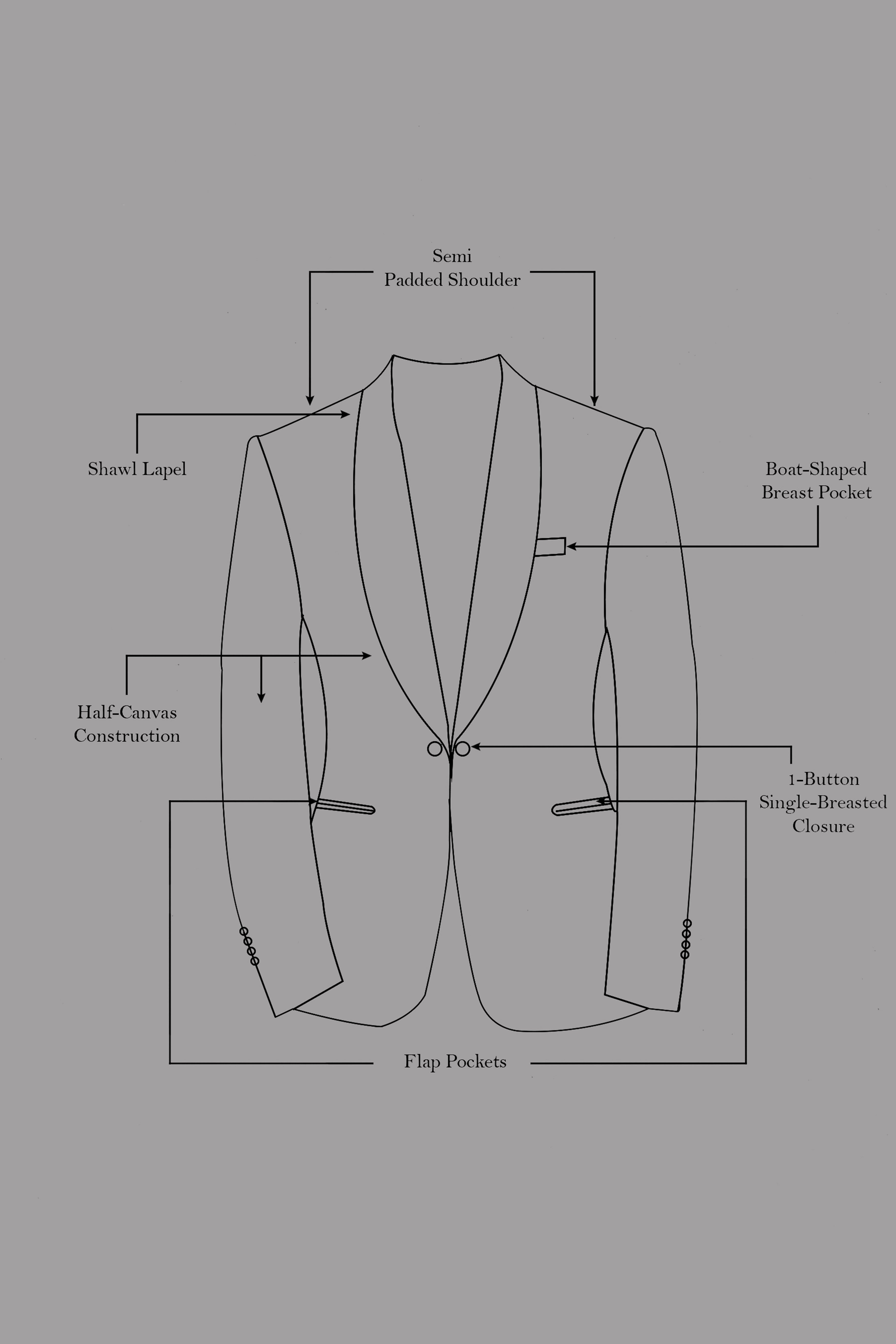 Ironside Gray Stretchable Tuxedo Premium Cotton traveler Suit