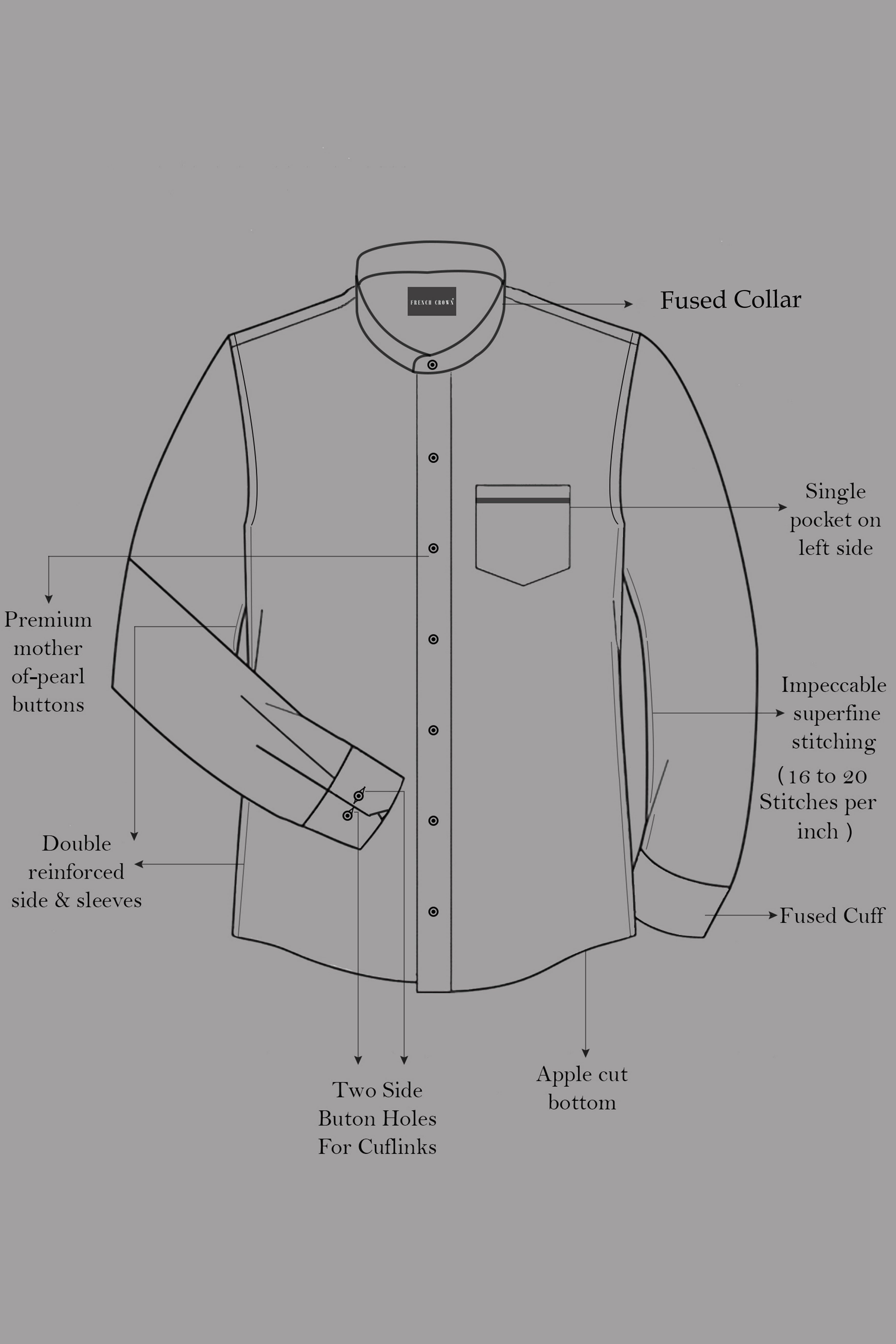 Violoro-Ebnoy Purple Subtle Sheen Super Soft Premium Cotton Mandarin Dress Shirt