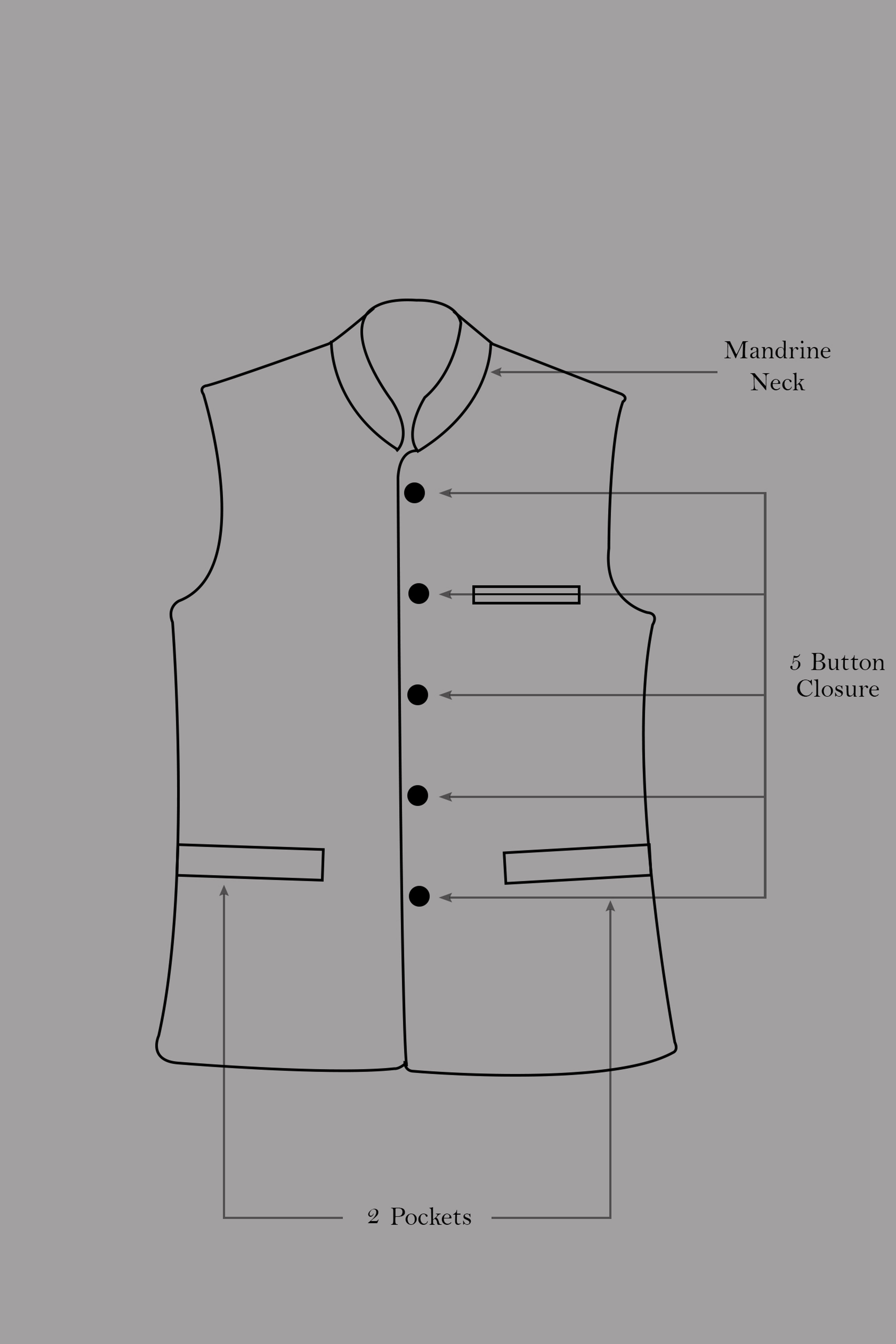 Elion-Bunker Blue Pencil Striped Wool Rich Slight Stretch Cross Placket Bandhgala Suit