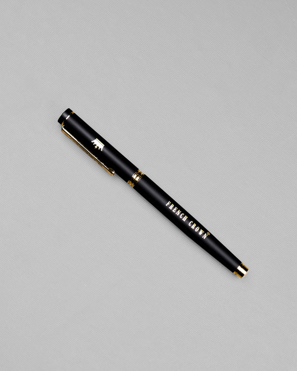 Glossy Jade Black with Rose Gold Detailed Roller Pen