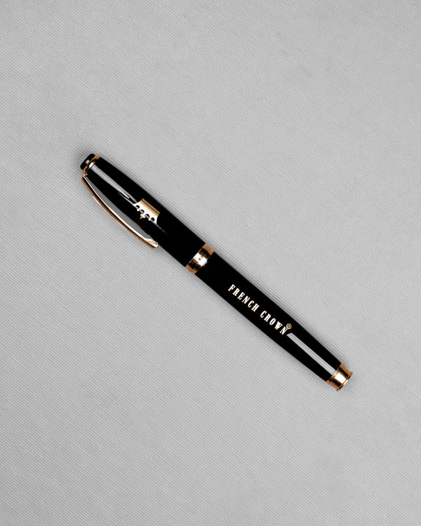 Glossy Jade Black with Rose Gold Detailed Roller Pen P032
