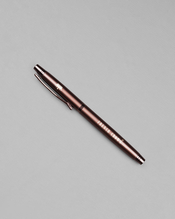 Glossy Brown with Rose Gold Detailed Roller Pen P039
