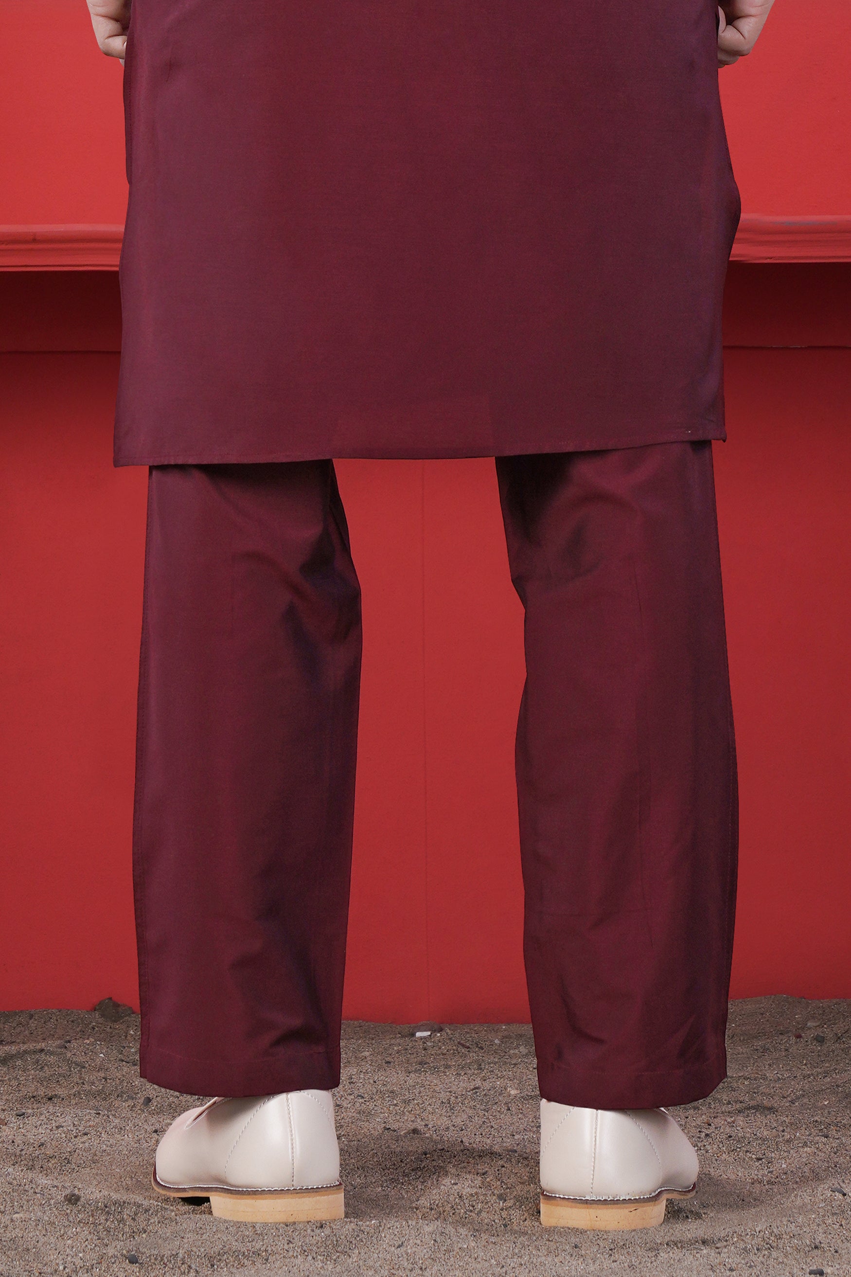 Plum Maroon Subtle Sheen Viscose Pajama F-8951