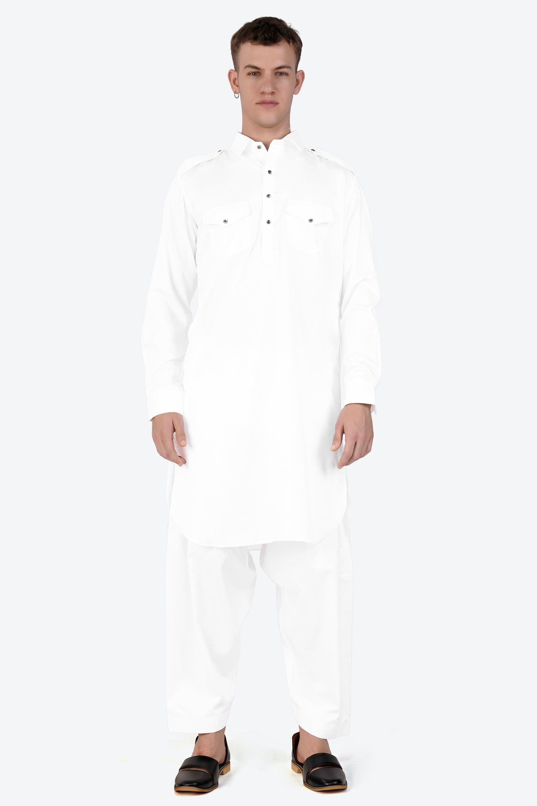 Bright White Subtle Sheen Super Soft Premium Cotton Pathani