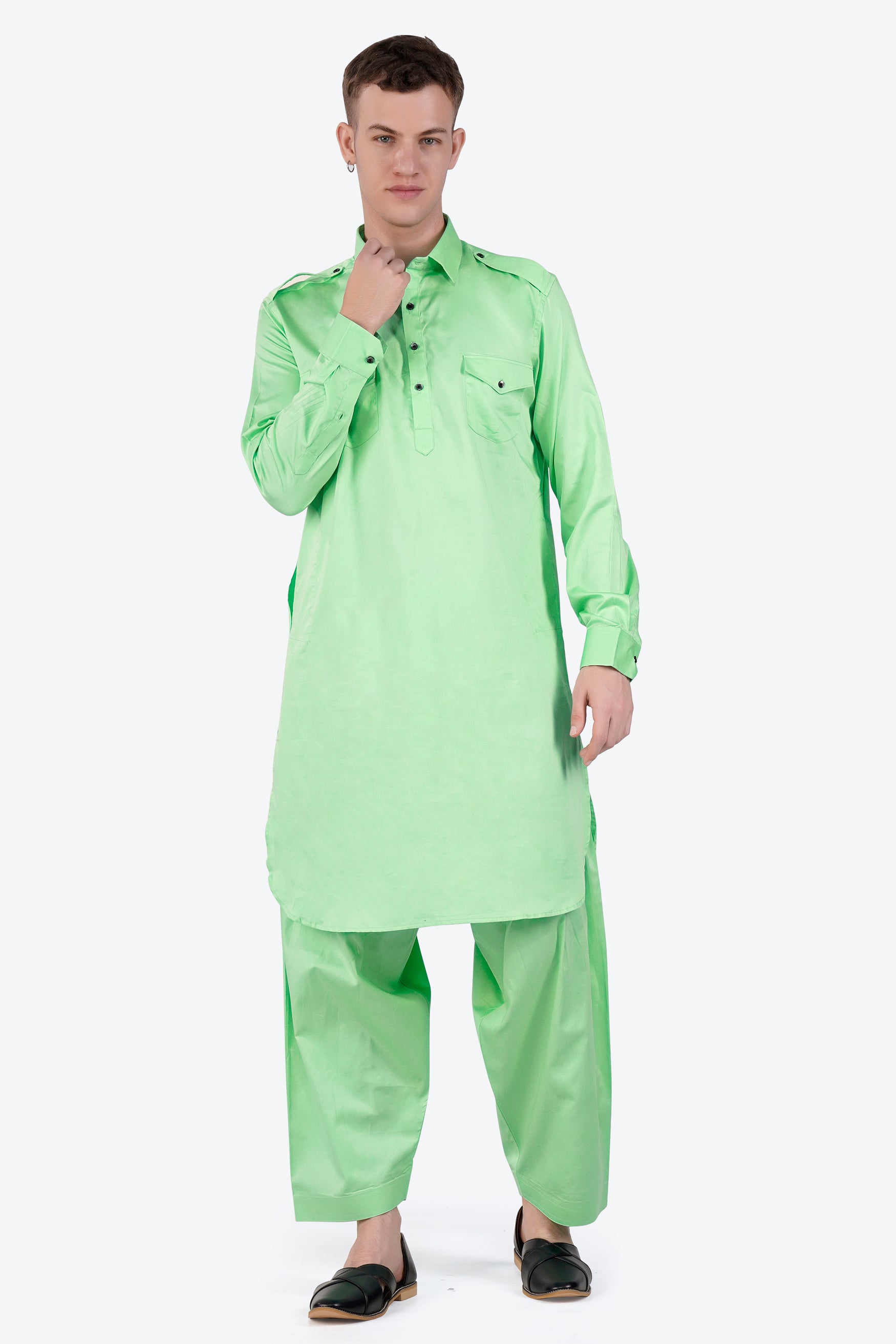 Celadon Green Subtle Sheen Super Soft Premium Cotton Pathani