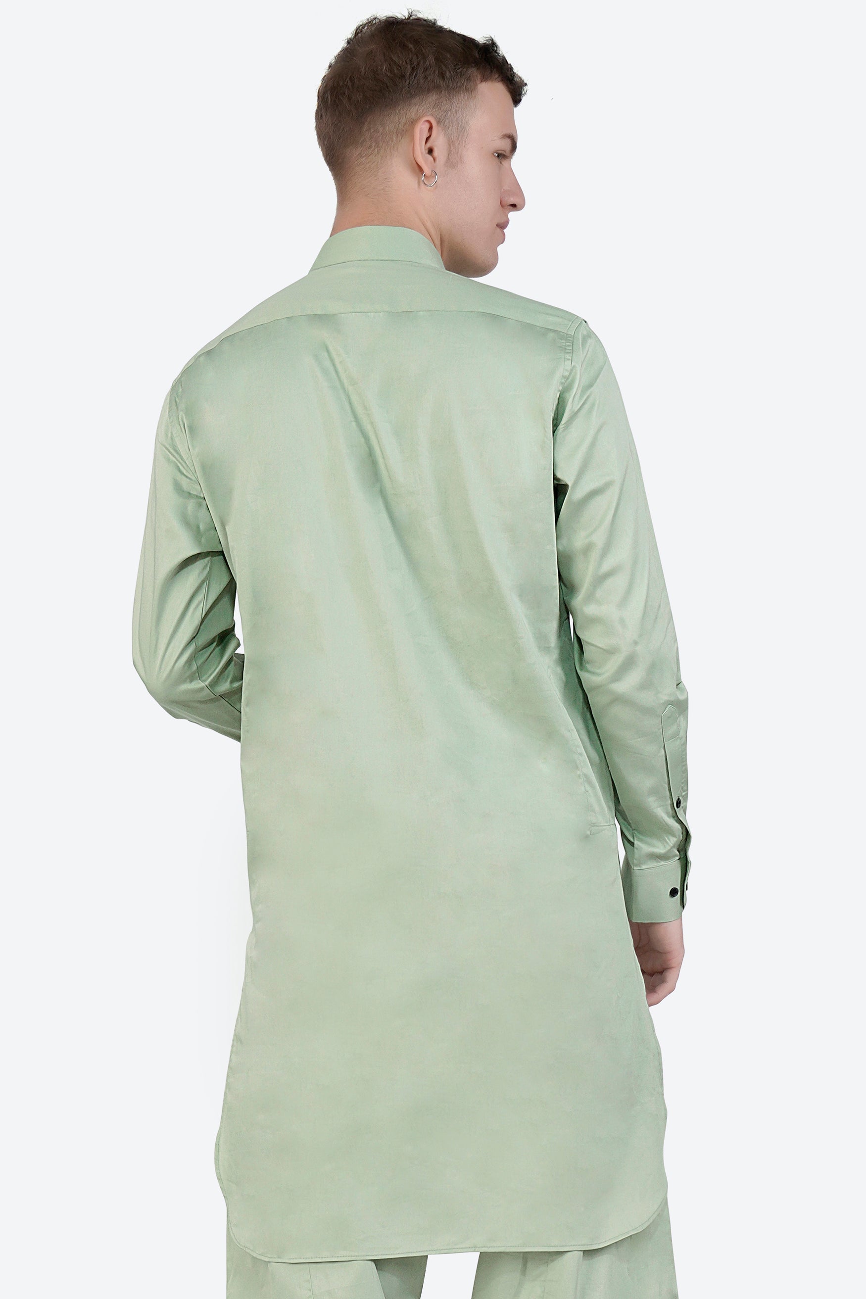 Coriander Green Subtle Sheen Super Soft Premium Cotton Pathani