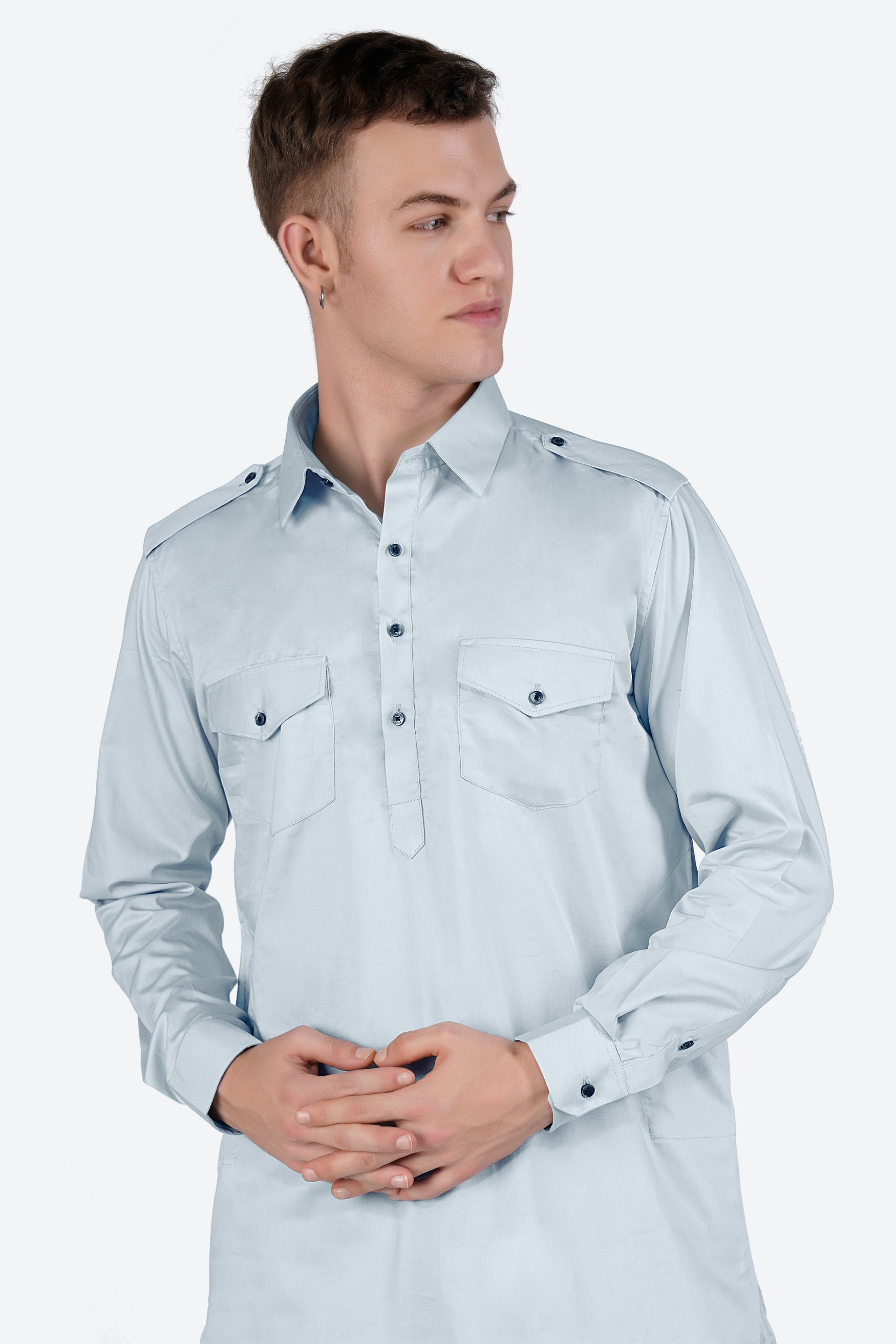Oyster Gray Subtle Sheen Super Soft Premium Cotton Pathani