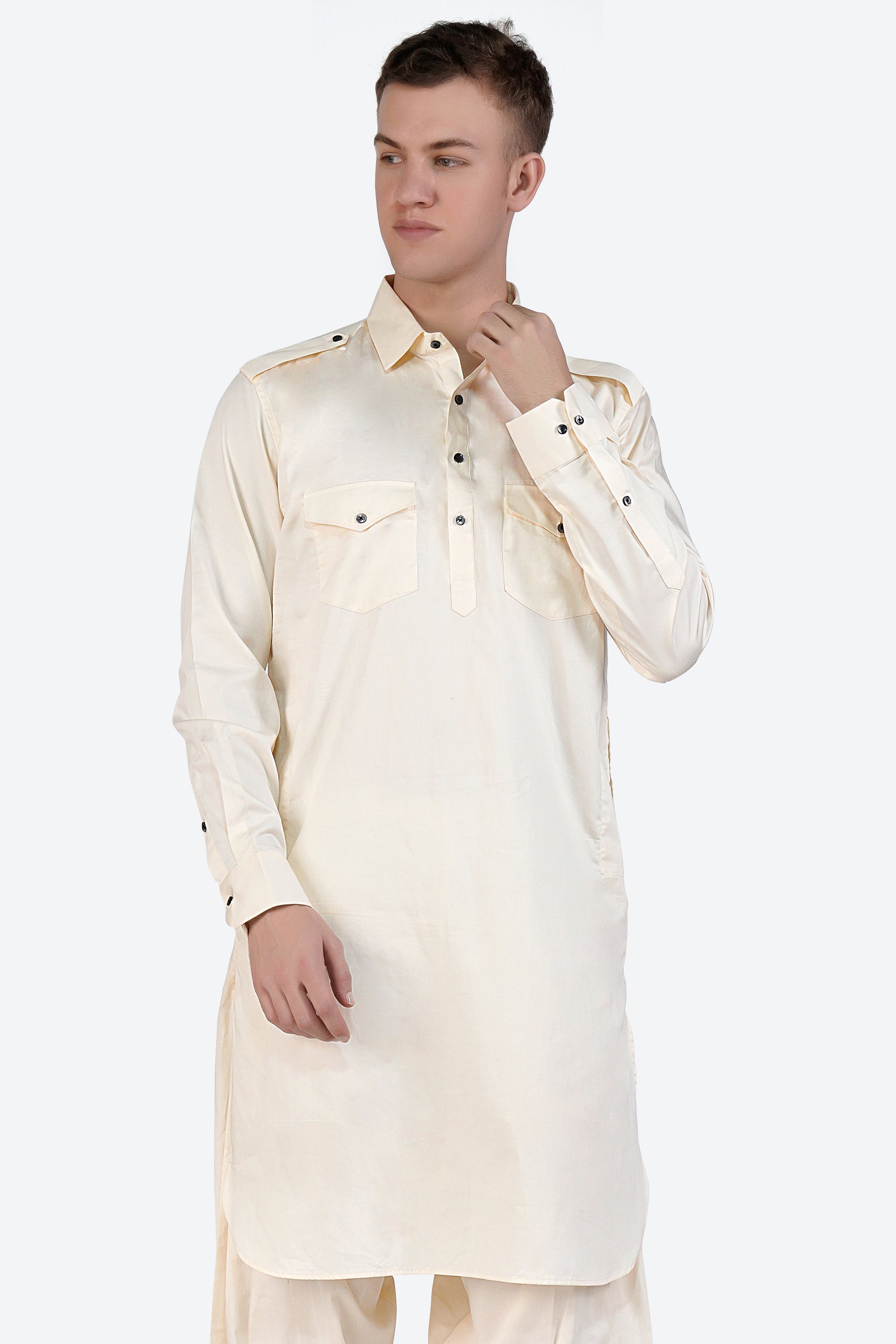 Fantasy Cream Subtle Sheen Super Soft Premium Cotton Pathani