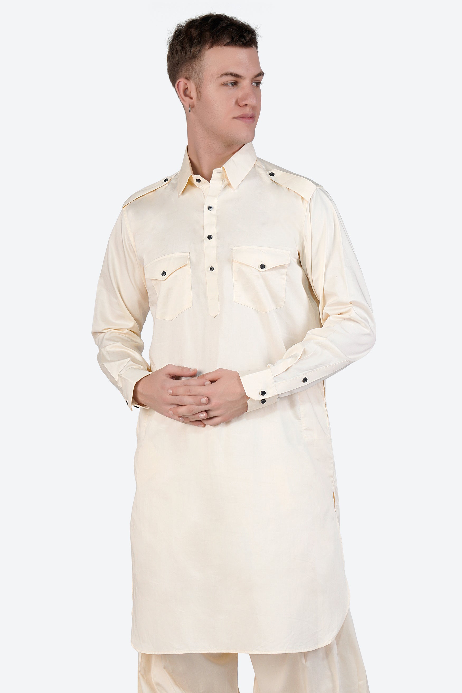 Fantasy Cream Subtle Sheen Super Soft Premium Cotton Pathani